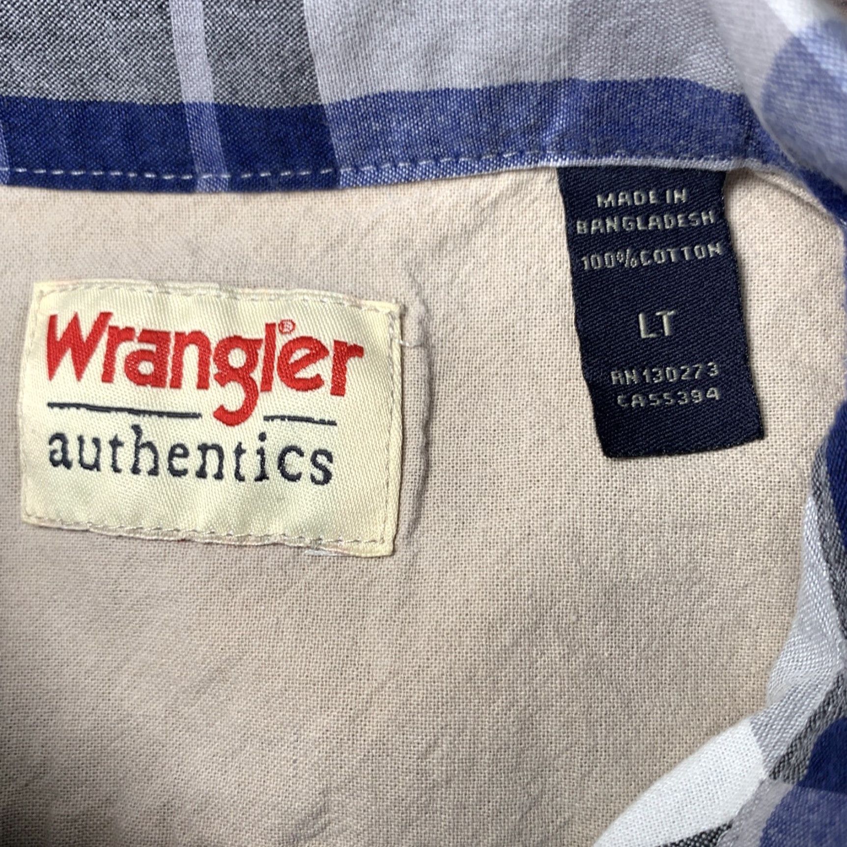 Wrangler Wrangler Short Sleeve Shirt Mens Large Blue Plaid Button-Up Western Shirt Size US L / EU 52-54 / 3 - 5 Thumbnail