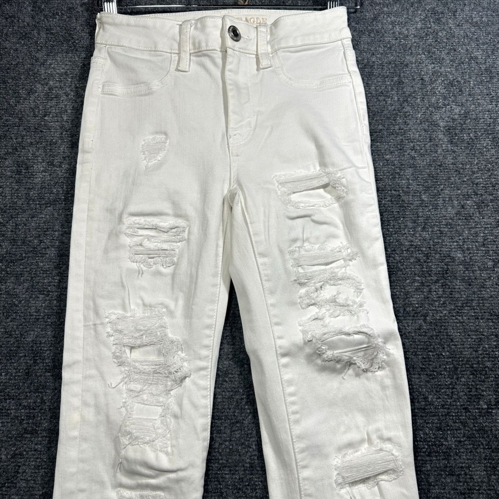 American Eagle Outfitters American Eagle Outfitters Jeans Womens 0 HIgh Rise Jegging Crop White Cotton Blend Regular Size 0 Light Distressed Jeans Women XS-XL Size 25" / US 0 / IT 36 - 3 Thumbnail
