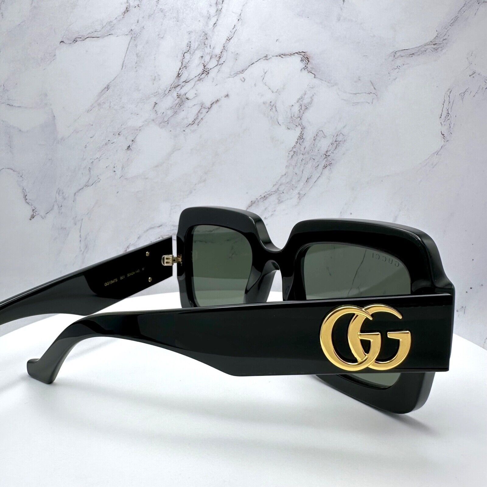 Gucci Gucci Sunglasses New Black Oversized Gold Metal GG Authentic Size ONE SIZE - 21 Thumbnail