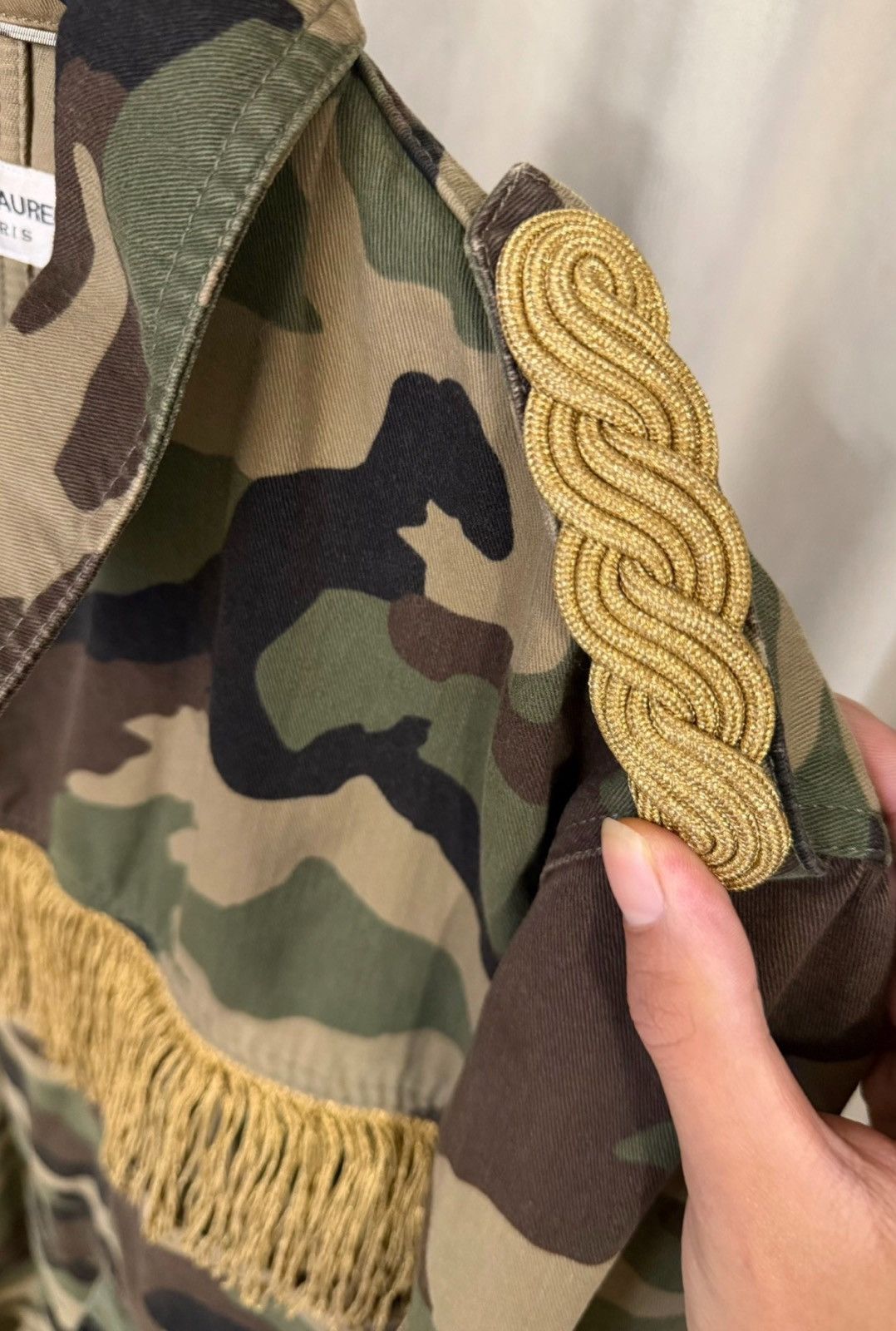 Saint Laurent Paris Saint Laurent Paris 15SS Gold Thread Camo Fringe Jacket Size US L / EU 52-54 / 3 - 3 Thumbnail