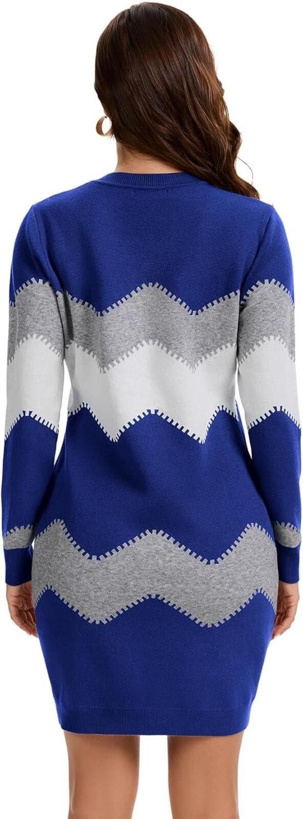 The Unbranded Brand Women Blue White And Gray Soft Pullover Sweater Dress Size L Size L / US 10 / IT 46 - 3 Thumbnail
