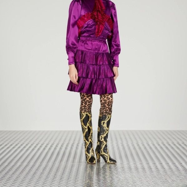 Gucci o1s1wg111025 Ruffled Duchess Mini Skirts in Purple Size 27" / US 4 / IT 40 - 6 Thumbnail
