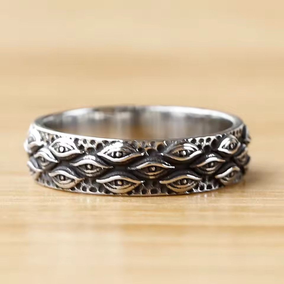 Jewelry "All-Seeing Eyes" Gothic Band Ring (Sizes 7-13) Size ONE SIZE - 1 Thumbnail