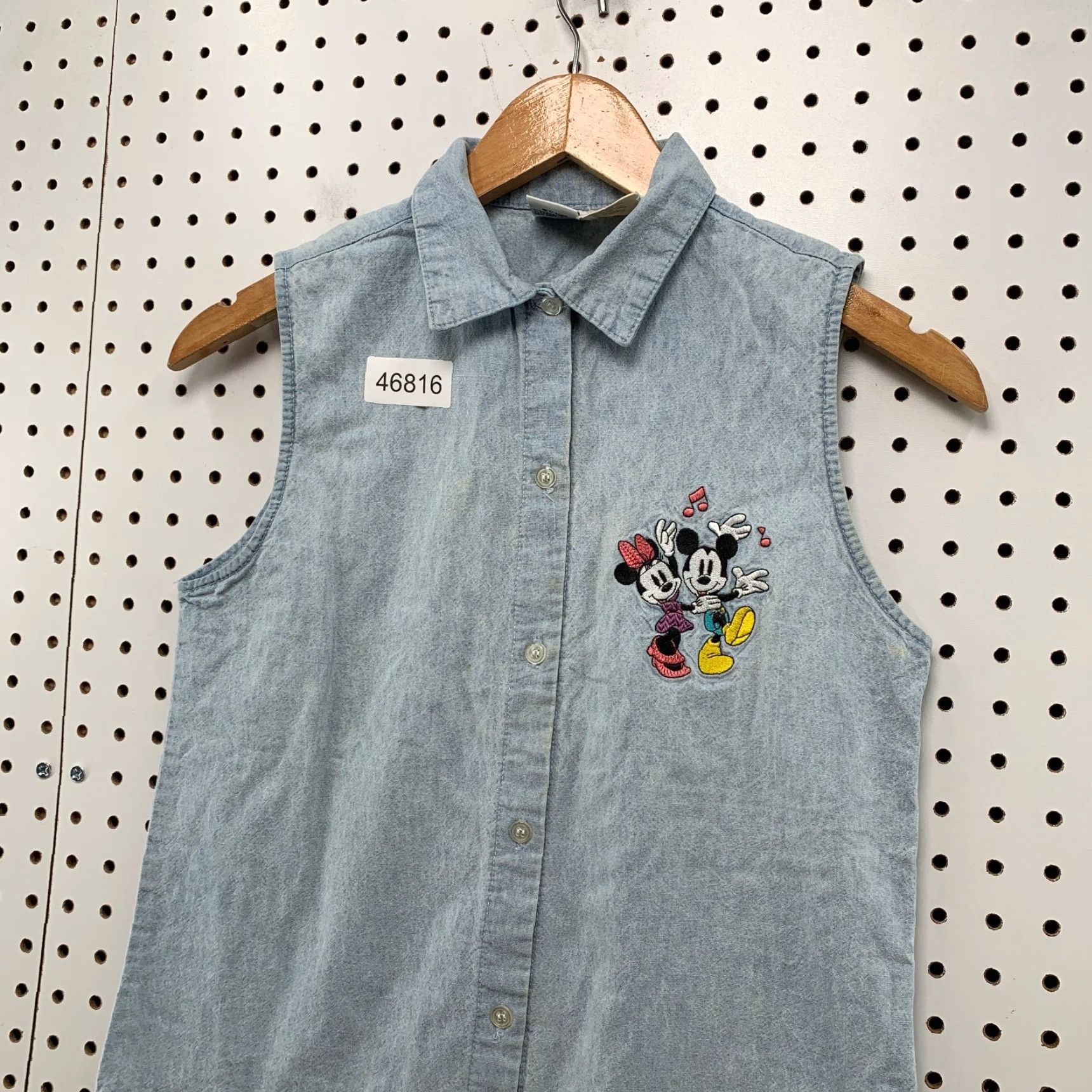 CO VINTAGE Mickey & Co Button Denim Shirt Womens Medium Size 10 Embroidered Blue 100% Cotton Denim Shirt Mickey Embroidered Casual Womens Shirt 90s? Size M / US 6-8 / IT 42-44 - 5 Thumbnail