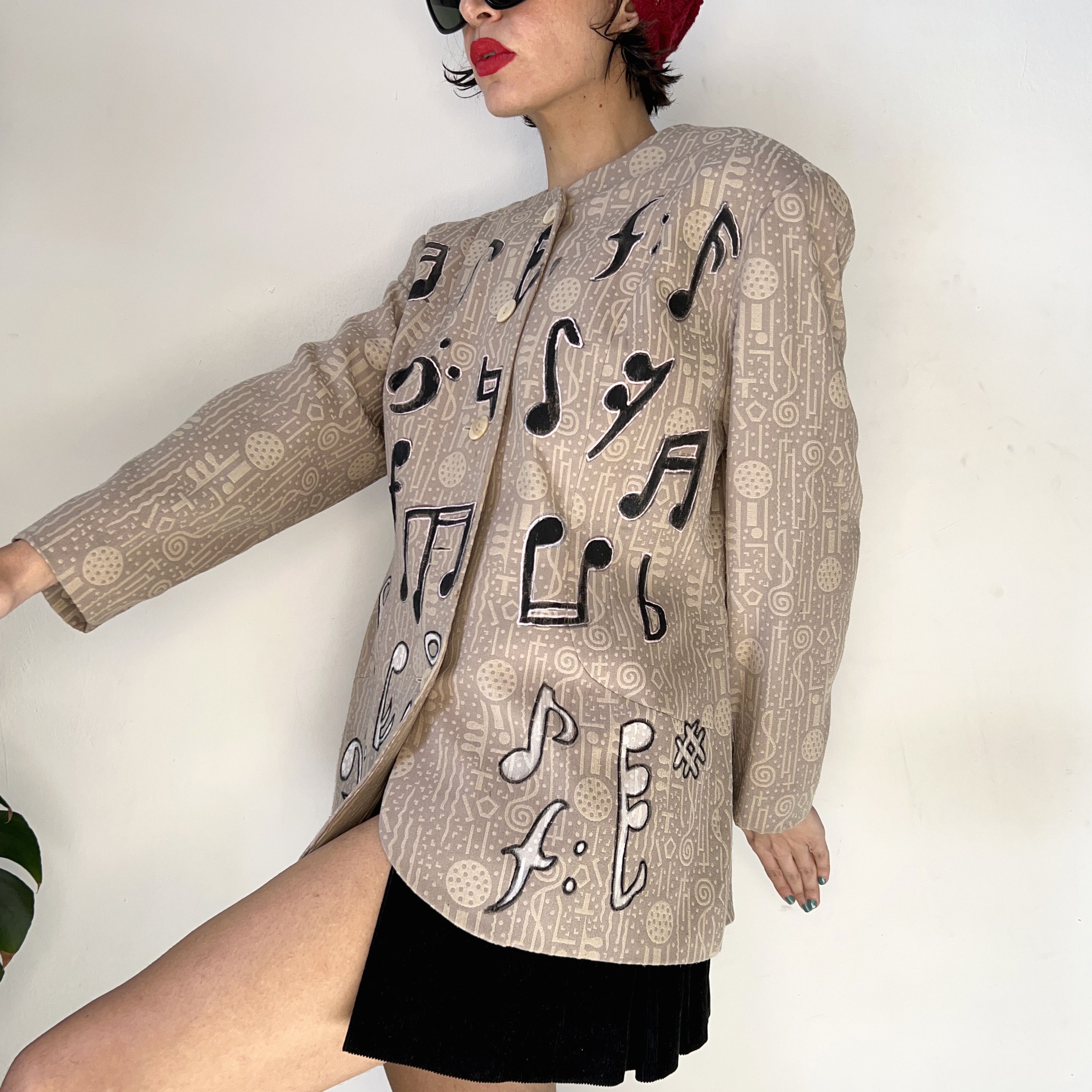Custom jacket with musical notes