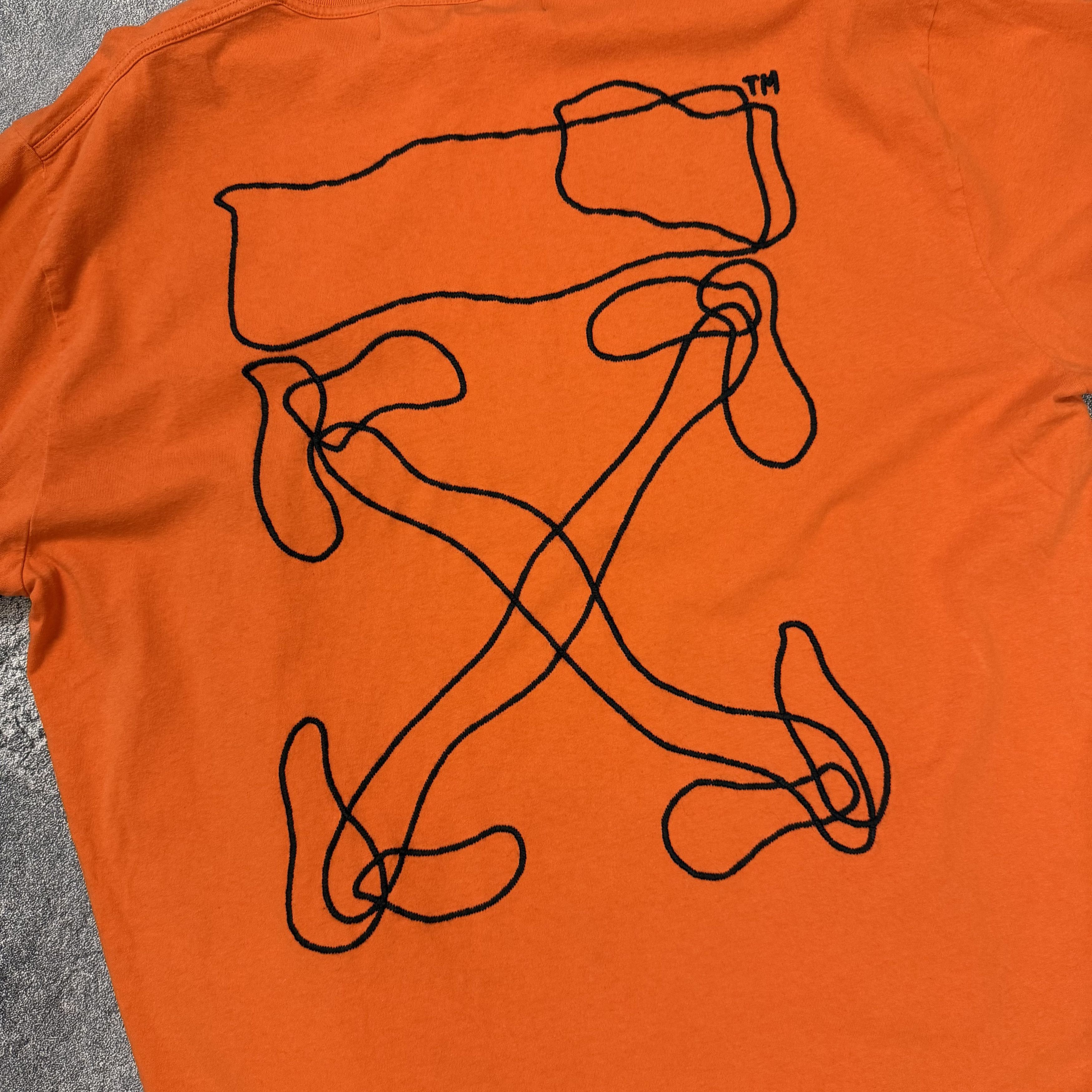 Off-White Off White Orange Embroidered Scribble Arrows Logo T-Shirt Size US L / EU 52-54 / 3 - 2 Thumbnail