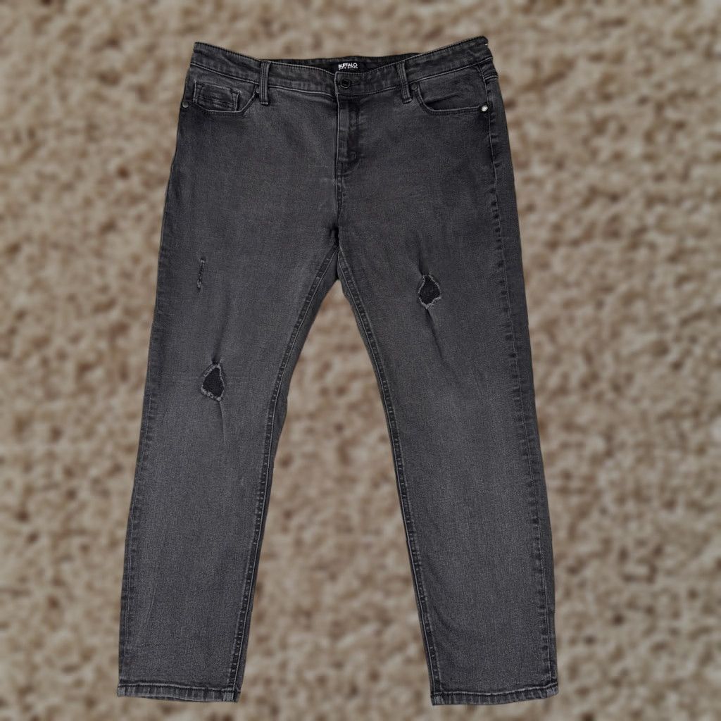 Buffalo David Bitton Buffalo David Bitton Jeans Womens Jess Mid-Rise Skinny Black 14/34 Zip Button 5-Pocket Denim Distressed Stretch Size 36" / US 14 / IT 50 - 1 Thumbnail