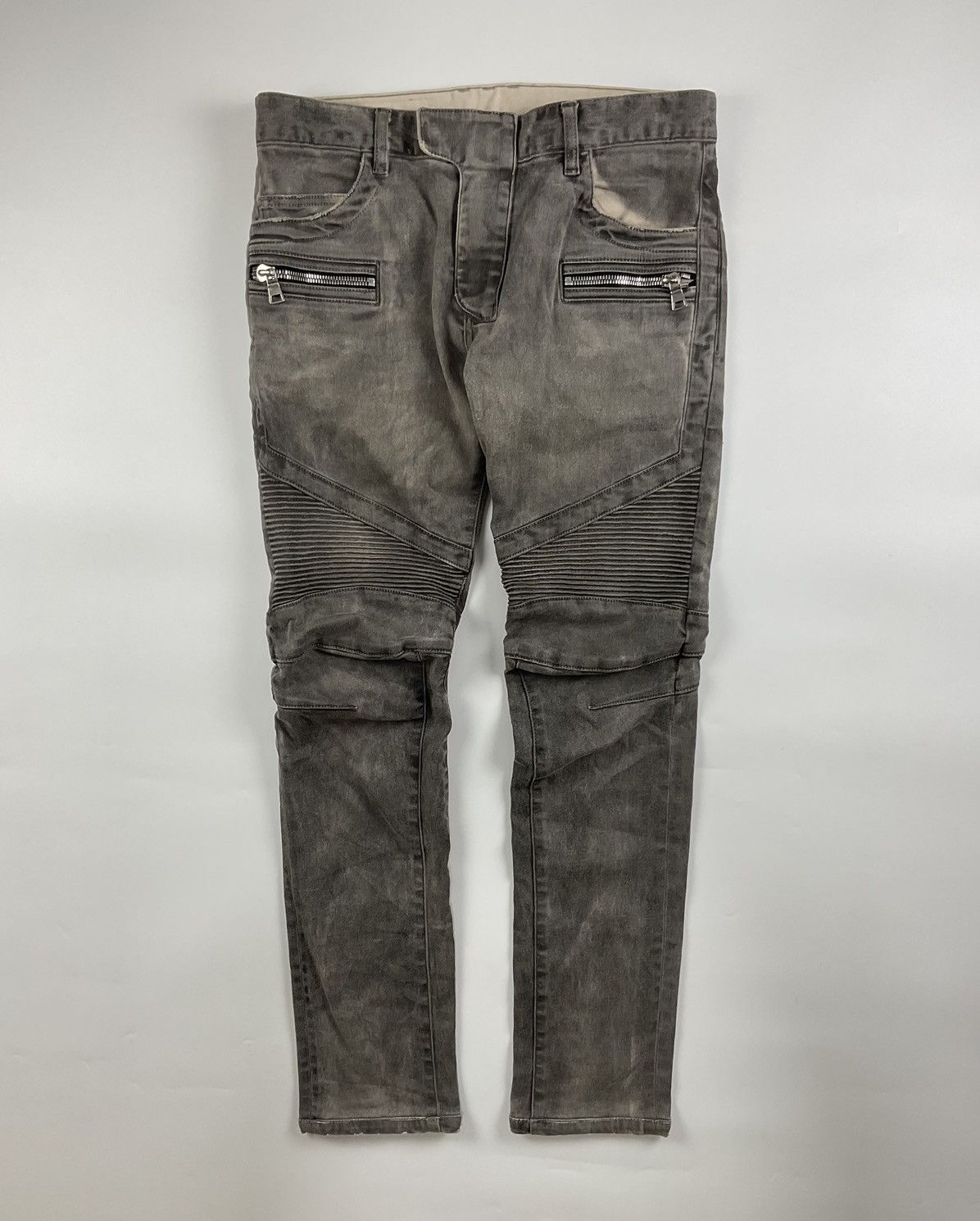 image of Balmain Skinny Biker Pants in Denim/Grey, Men's (Size 30)