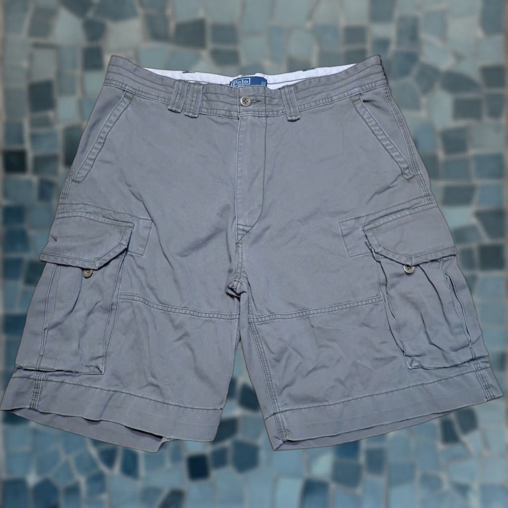 Polo Ralph Lauren VINTAGE Polo Ralph Lauren Cargo Shorts Men 35 Gray Canvas Outdoor Military Distressed High-Rise Size US S / EU 44-46 / 1 - 1 Thumbnail