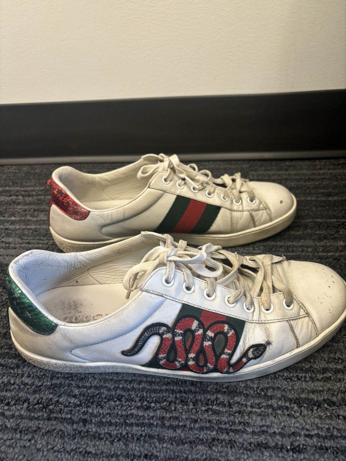 Gucci Gucci Ace Sneaker White Leather with King Snake Size US 9 / EU 42 - 3 Thumbnail