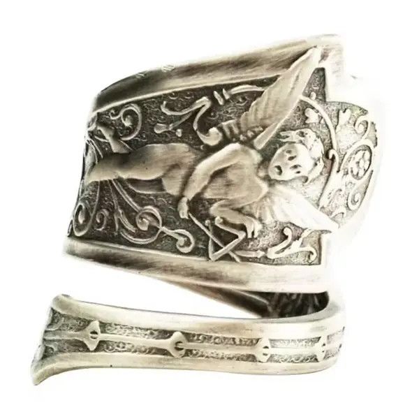 Japanese Brand Adjustable Angel Music Carved Spoon Ring Size ONE SIZE - 1 Thumbnail