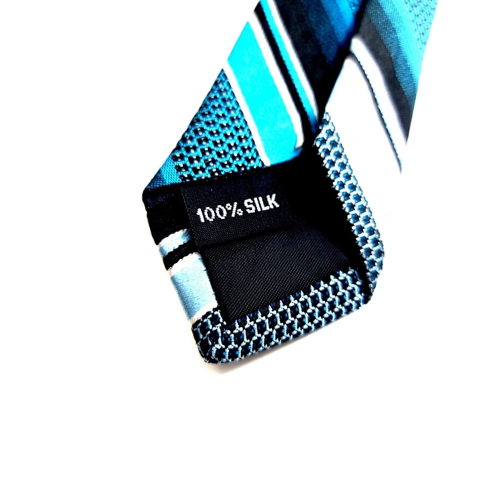 Arrow Arrow Woven Teal White Gray Black Striped Silk Tie Size ONE SIZE - 4 Thumbnail