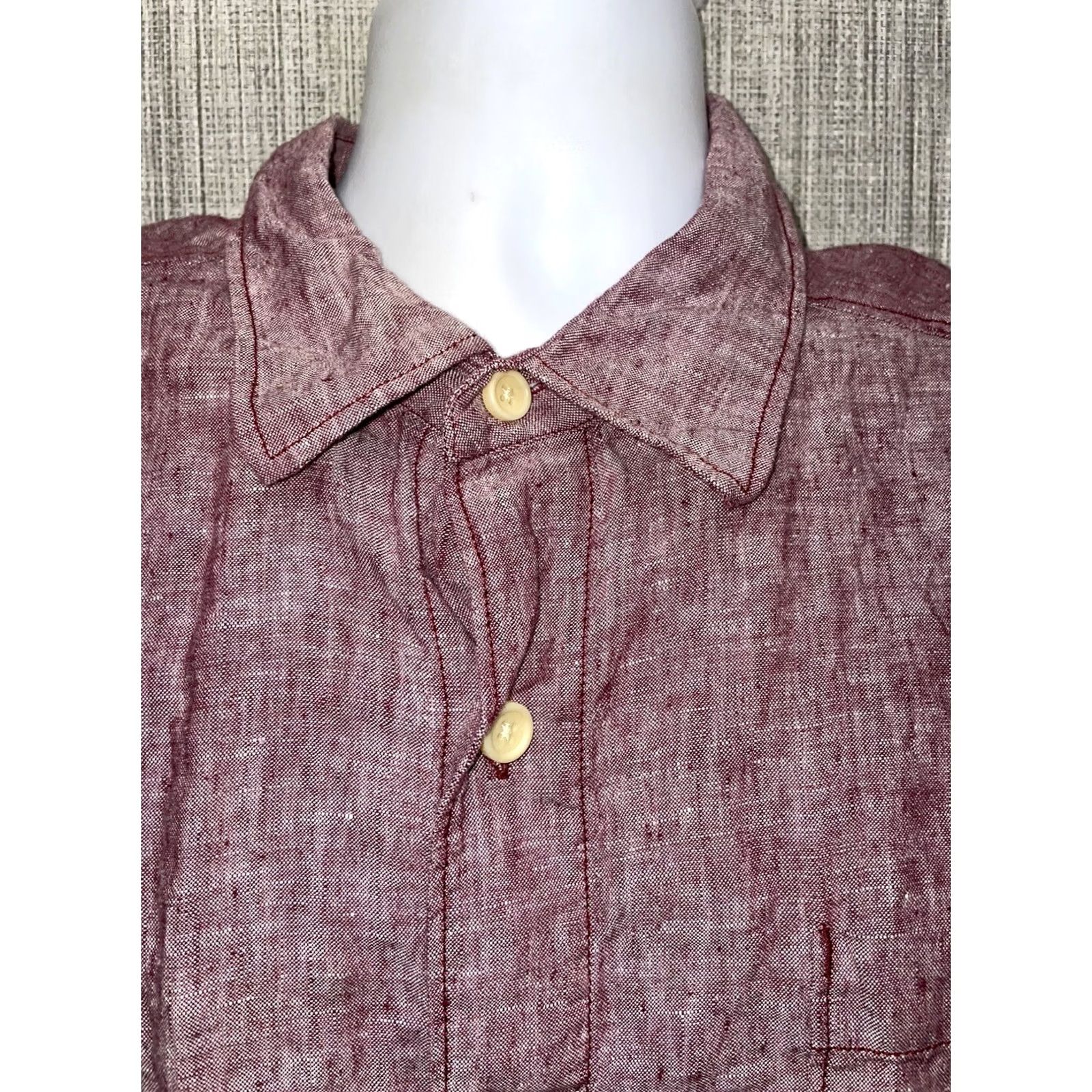 Tommy Bahama Tommy Bahama Shirt Mens XL/TG Purple/Red 100% Linen Button Down Size US XL / EU 56 / 4 - 2 Thumbnail