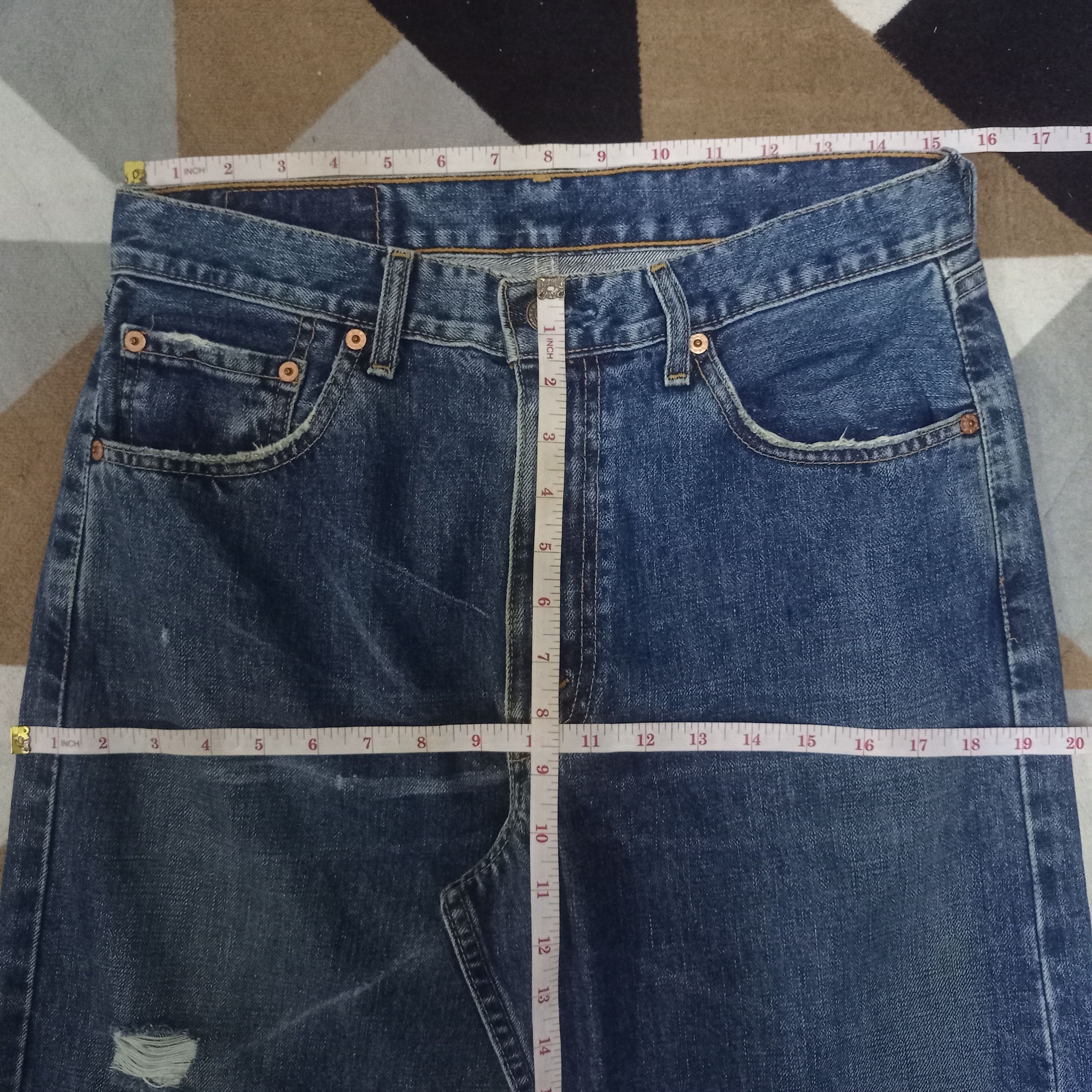 Levi's × Levi's Vintage Clothing Vintage 90s Levis 512 Blue Wash Distressed Baggy Jeans Size US 30 / EU 46 - 9 Thumbnail