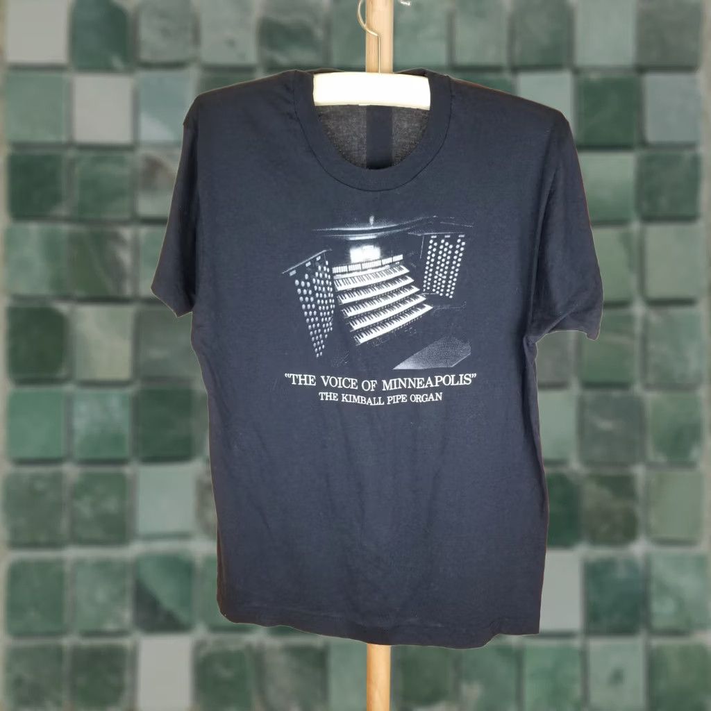 Vintage VINTAGE THE VOICE OF MINNEAPOLIS THE KIMBALL PIPE ORGAN T-SHIRT XLARGE Shirt Mens Black Cotton Logo 80s 90s Rock Concert Merch Size US XL / EU 56 / 4 - 1 Thumbnail