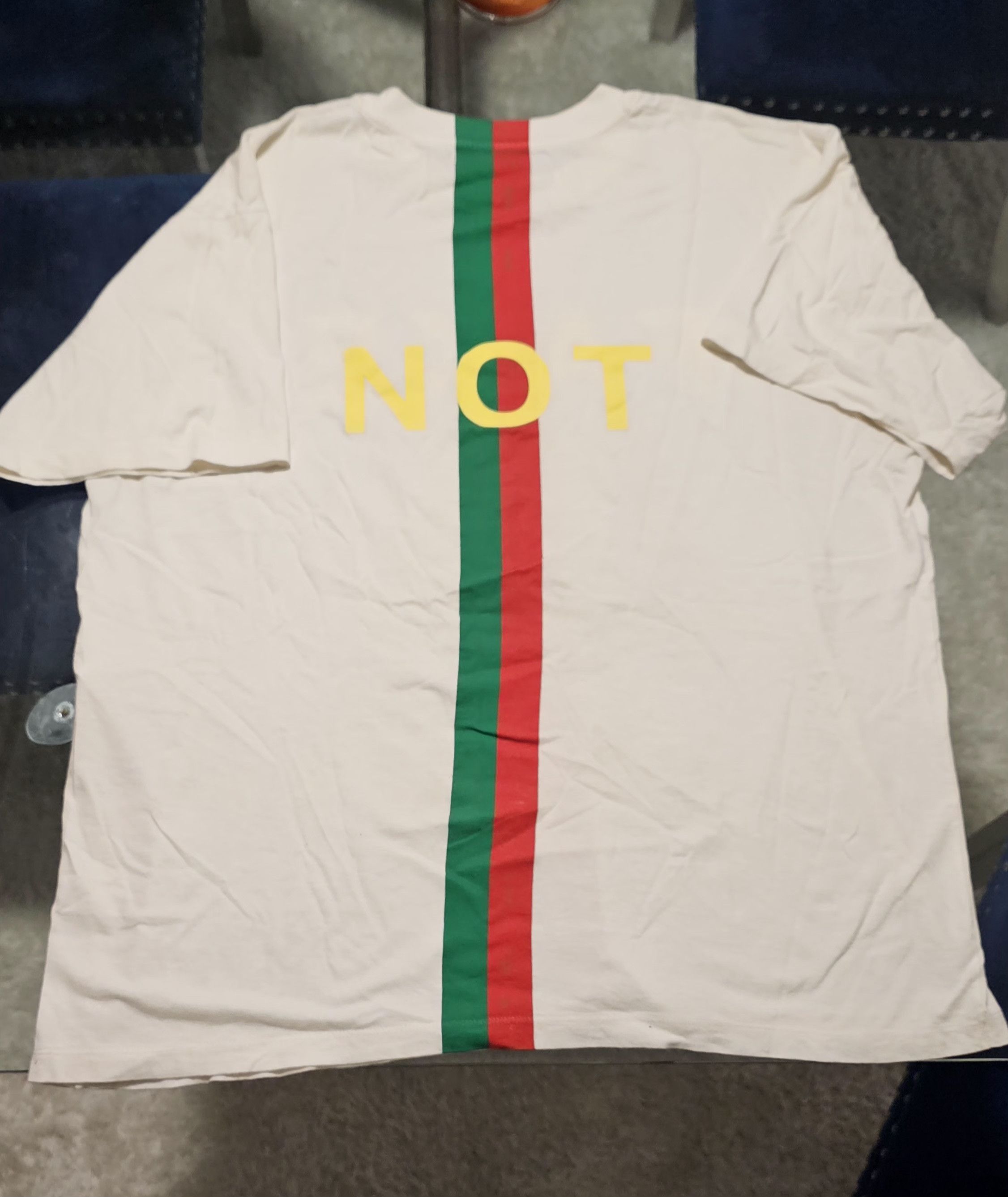 Gucci Gucci Gucci White Fake Not Print Cotton Crew Neck T-Shirt Size US M / EU 48-50 / 2 - 2 Thumbnail