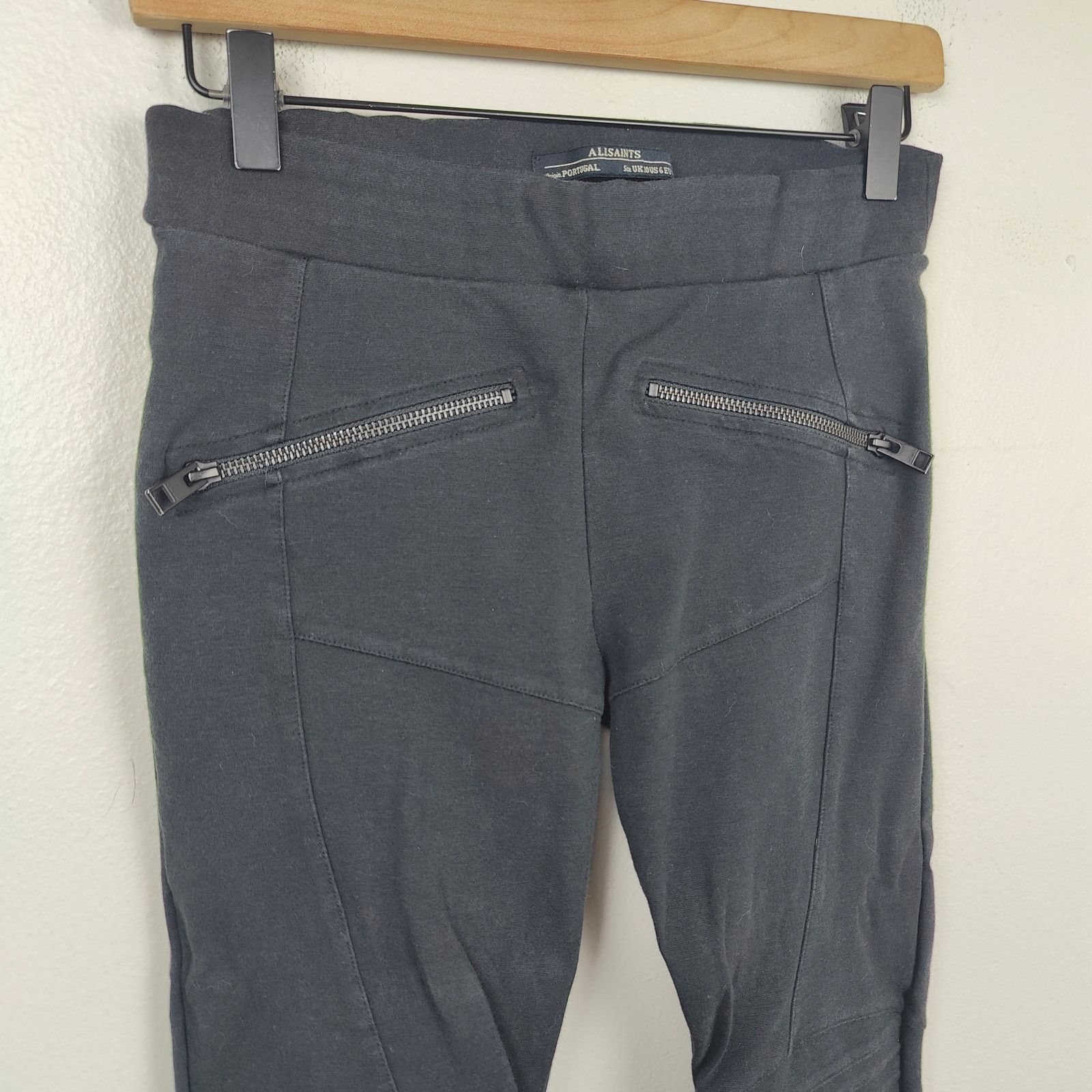 Allsaints AllSaints Rockie Biker Leggings Women 6 Black Zippers Seamed Size 28" / US 6 / IT 42 - 2 Thumbnail