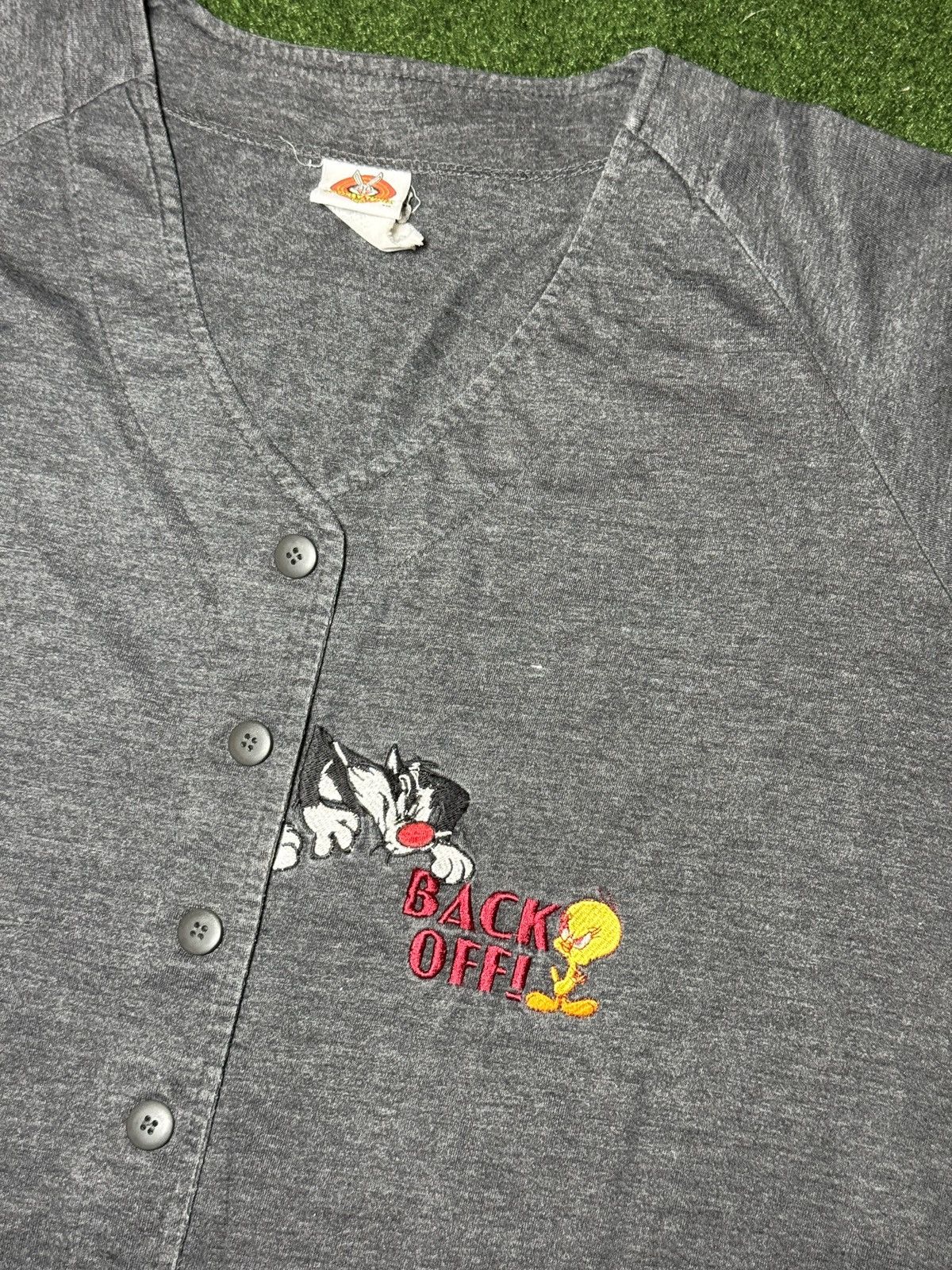 Vintage × Warner Bros Vtg Y2K Back Off Looney Tunes Warner Bros Baseball Jersey Size US XL / EU 56 / 4 - 2 Thumbnail