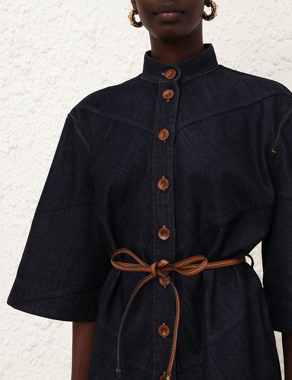 Zimmermann oc11z1025 Acacia Denim Mini Shirt Dress in Blue Size L / US 10 / IT 46 - 5 Thumbnail