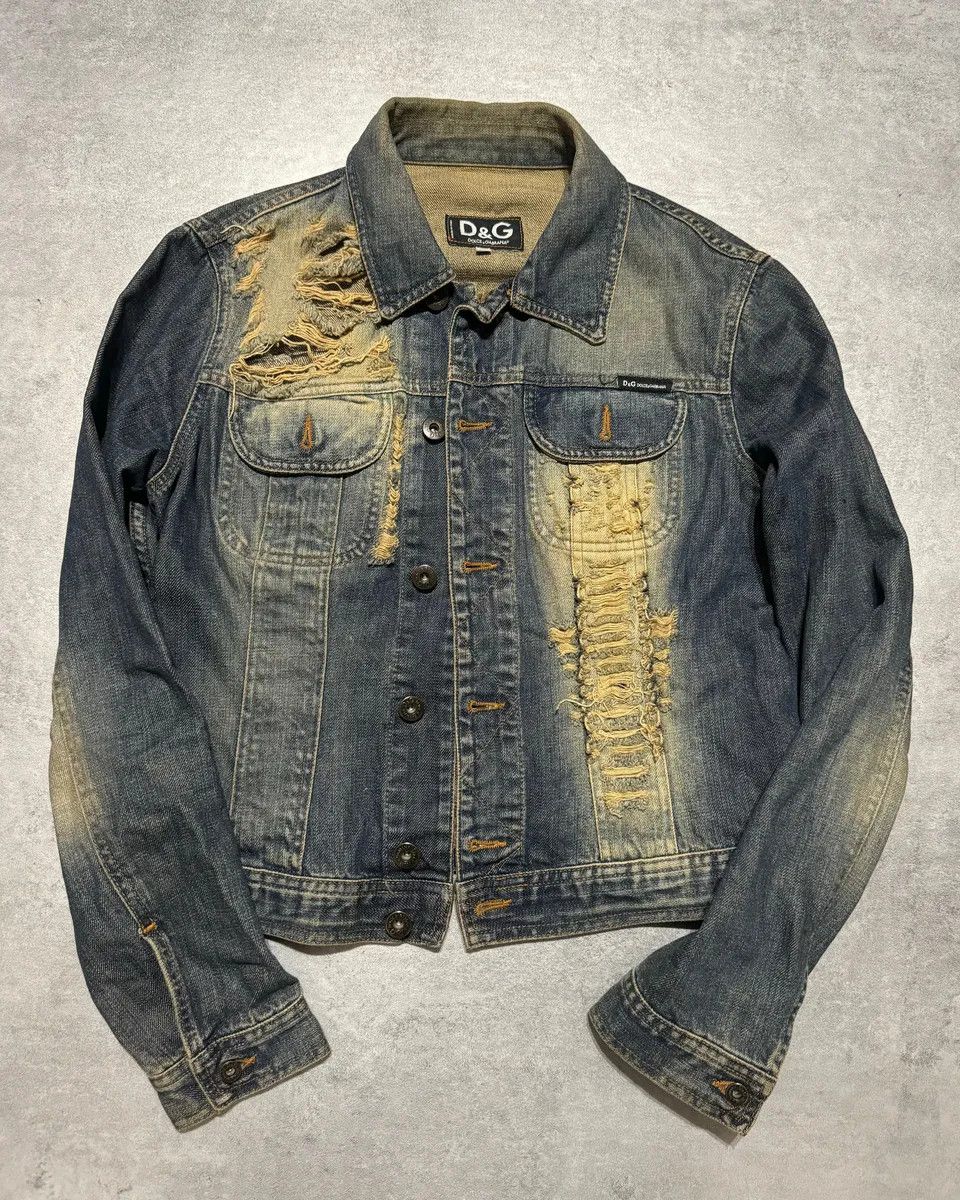 Dolce & Gabbana 2000s Dolce & Gabbana Grey Distressed Aged Denim Jacket Size XS / US 0-2 / IT 36-38 - 11 Thumbnail