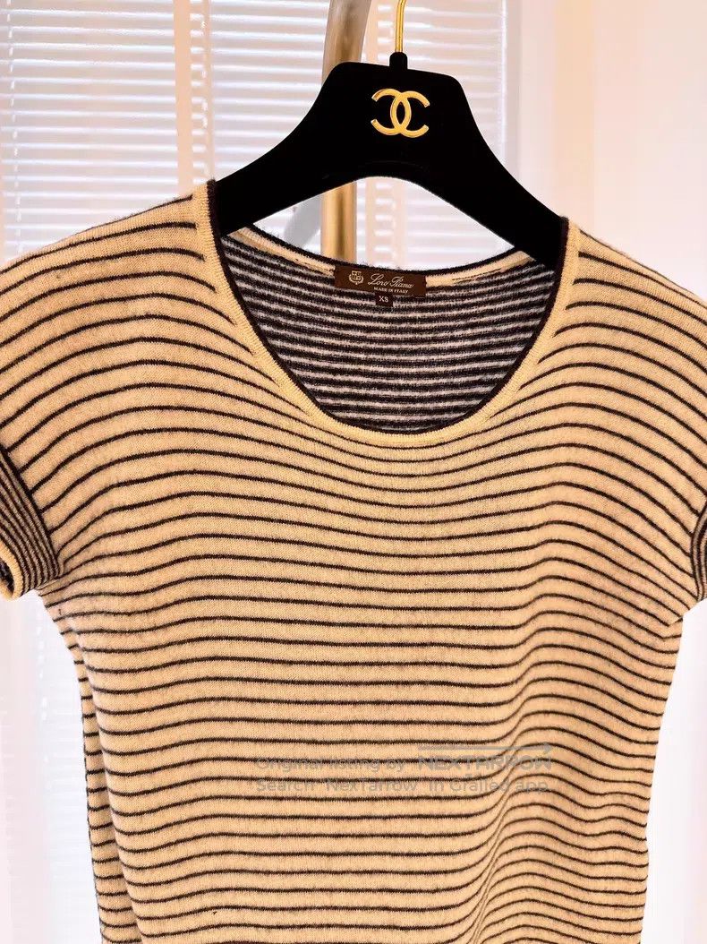 Loro Piana Loro Piana Black and White Striped Cashmere Knit Short Sle Size XS / US 0-2 / IT 36-38 - 2 Thumbnail