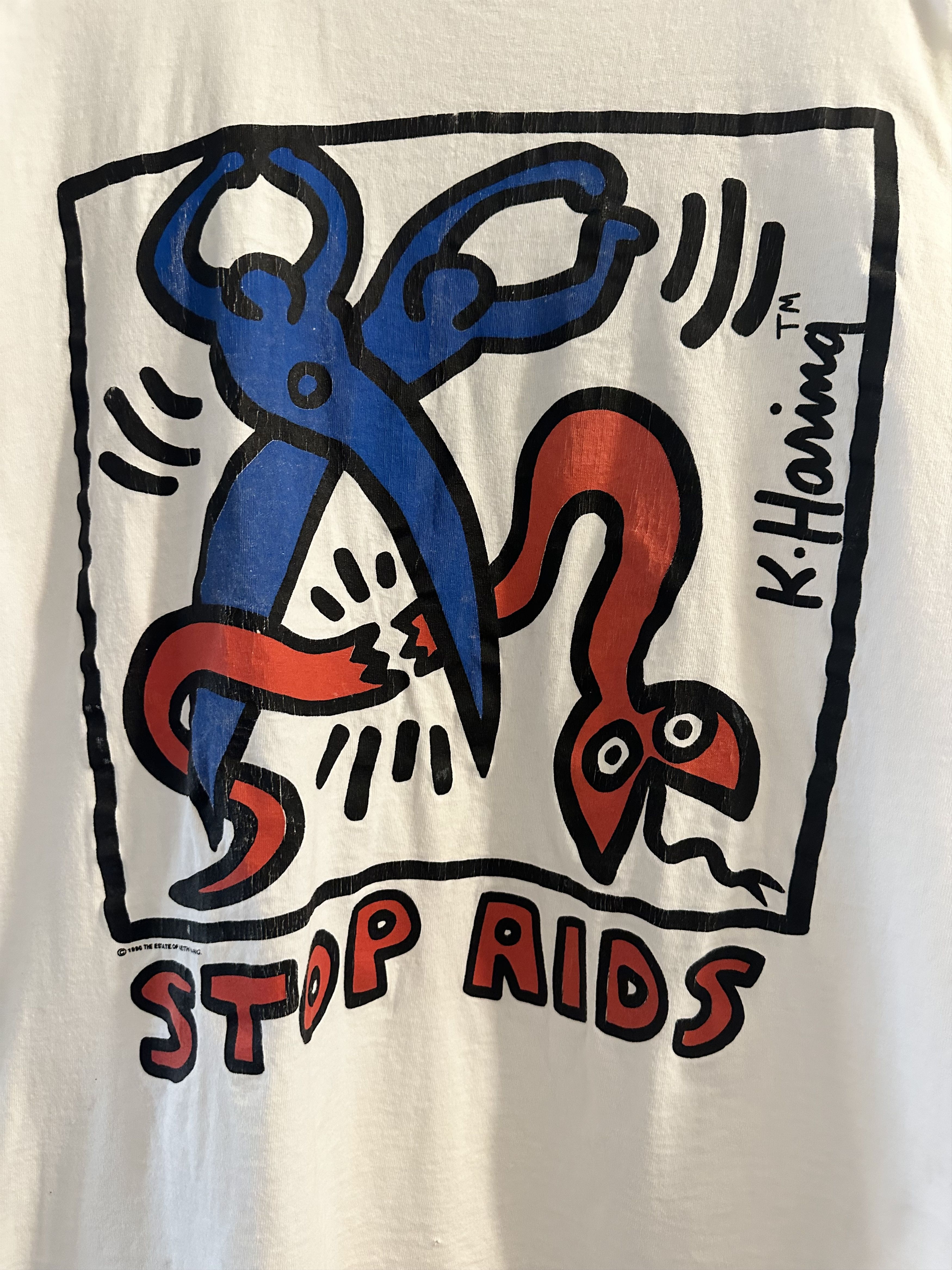 Keith Haring × Vintage Keith Haring RARE COLLECTORS 1992 Stop AIDS t shirt Size US XL / EU 56 / 4 - 5 Thumbnail