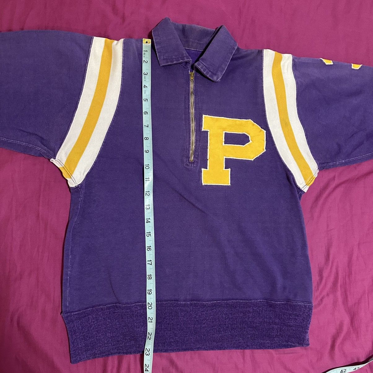 Vintage Vintage 1960s Sweatshirt M Purple 1/4 Zip Size US M / EU 48-50 / 2 - 8 Thumbnail