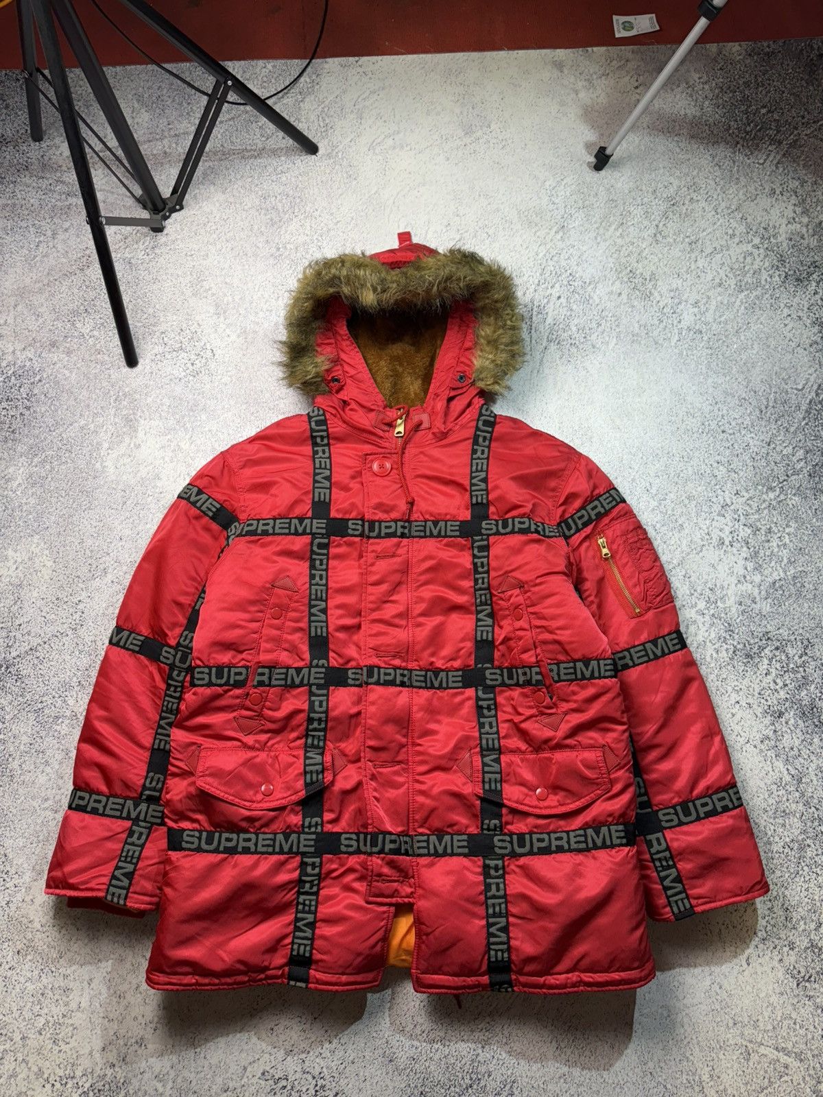 Supreme Supreme Ronald Reagan N-3B Black Parka Jacket - Medium 