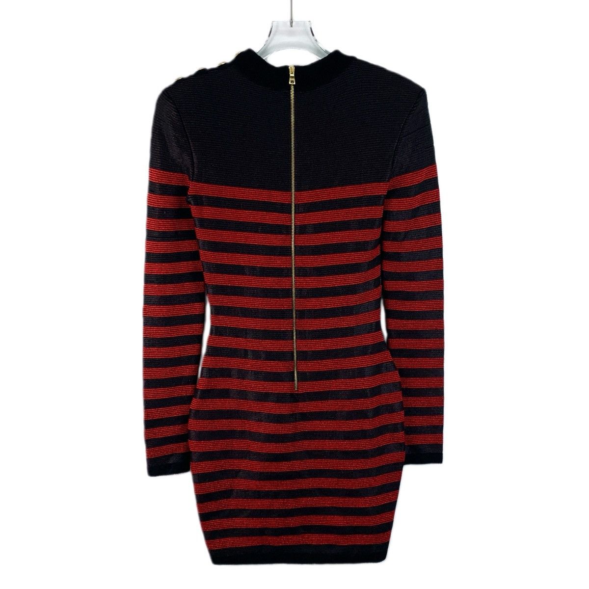 Balmain Balmain Striped Logo Rhinestone Long Sleeve Knit Dress K26WX Size XS / US 0-2 / IT 36-38 - 2 Thumbnail