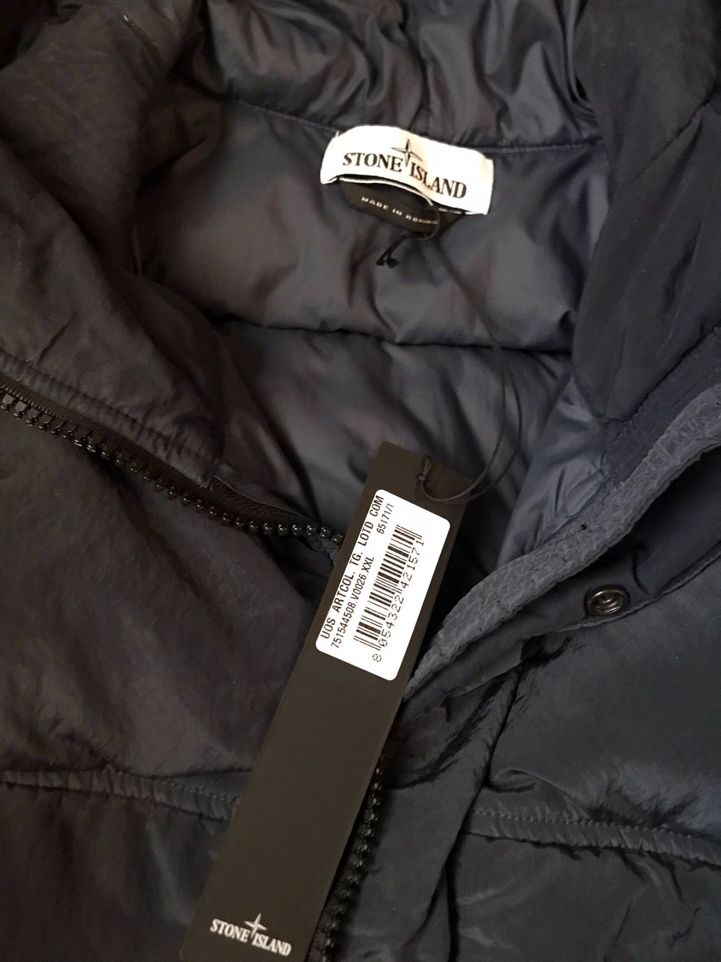 Stone Island Stone Island XXL Navy Metal Nylon Hooded Down Jacket Size US XXL / EU 58 / 5 - 7 Thumbnail