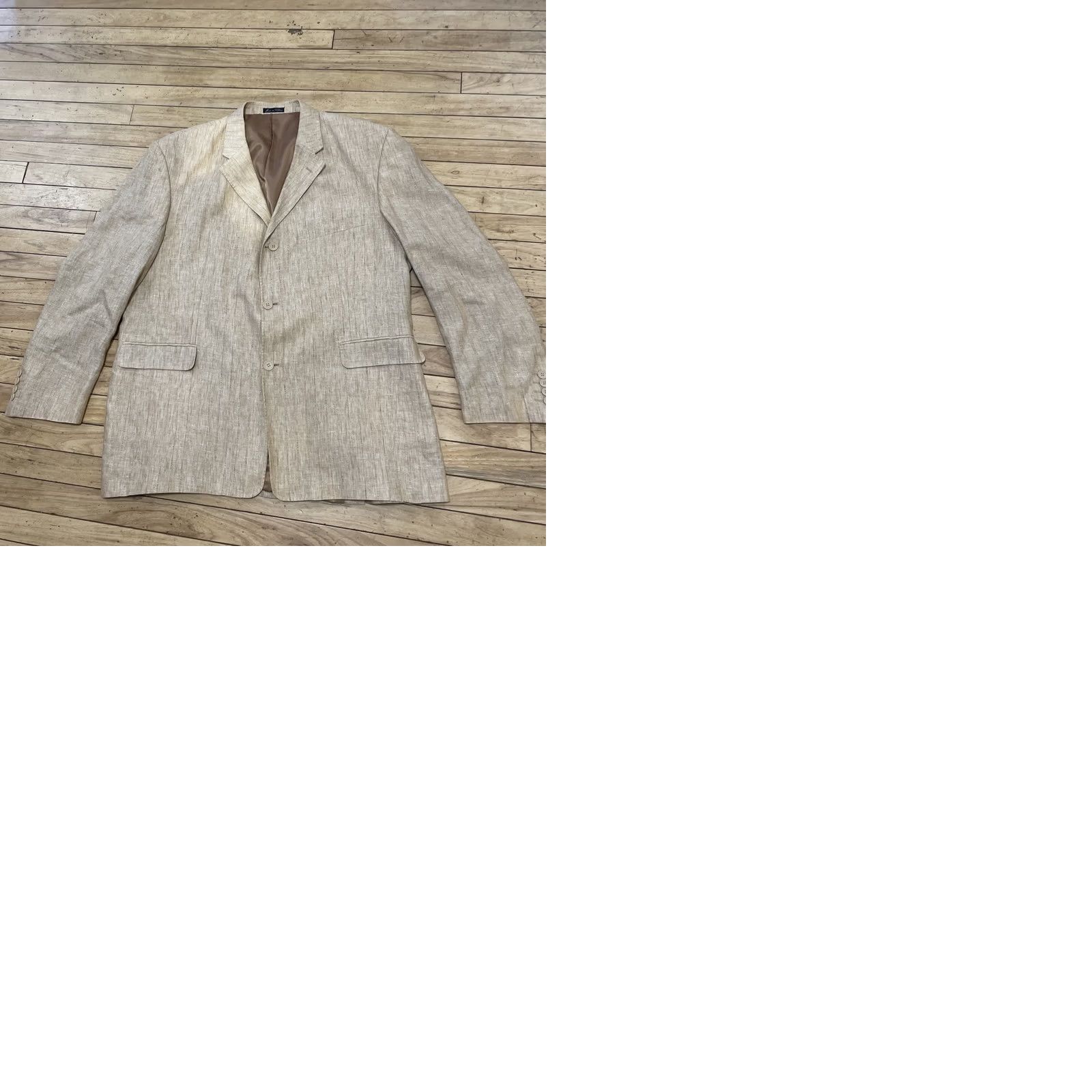 Vintage Vtg Giovanno Collezione Blazer Men 46 R Tan Stripe Linen Vintage Grunge Retro 2 Piece Notch Lapel Mens Regular Size 46 Brown Linen Stripe Blazer Size 46R - 12 Thumbnail