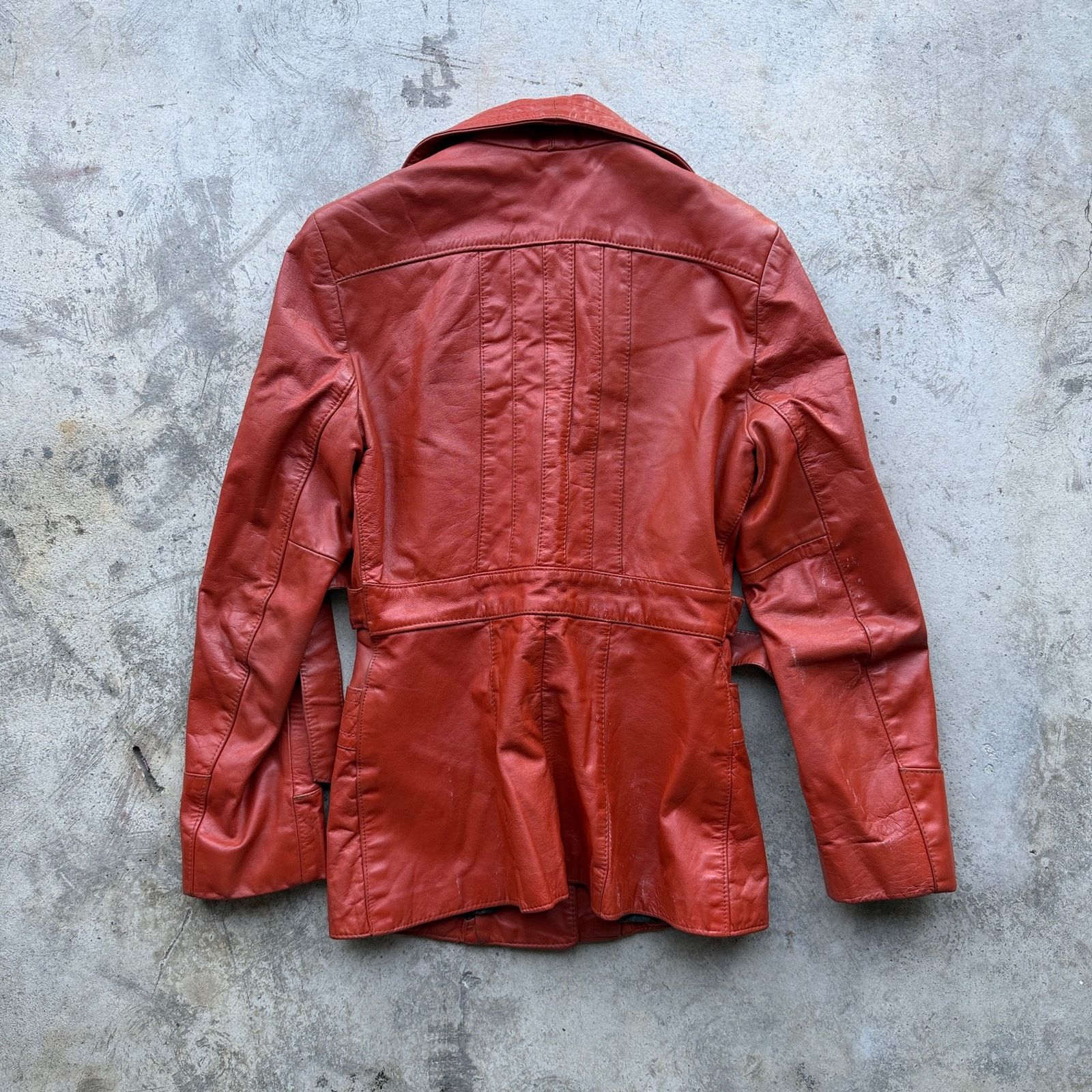 Other Beautiful Vintage 70s CNF Rust Leather Belted Jacket Women Size L / US 10 / IT 46 - 5 Thumbnail