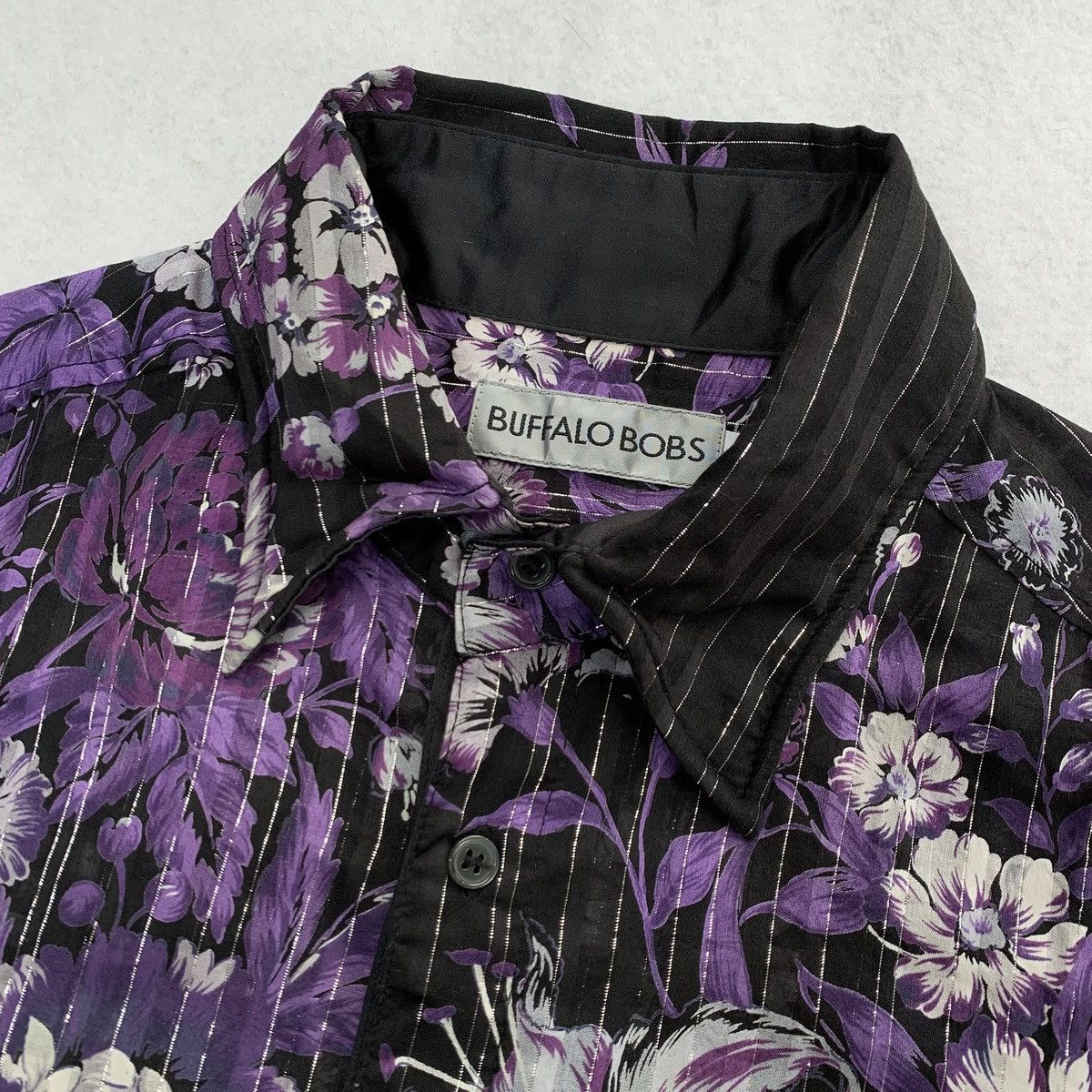 BUFFALO BOBS 2000s Buffalo Bobs Glitter Striped Floral Button Up Shirt Size US M / EU 48-50 / 2 - 5 Thumbnail