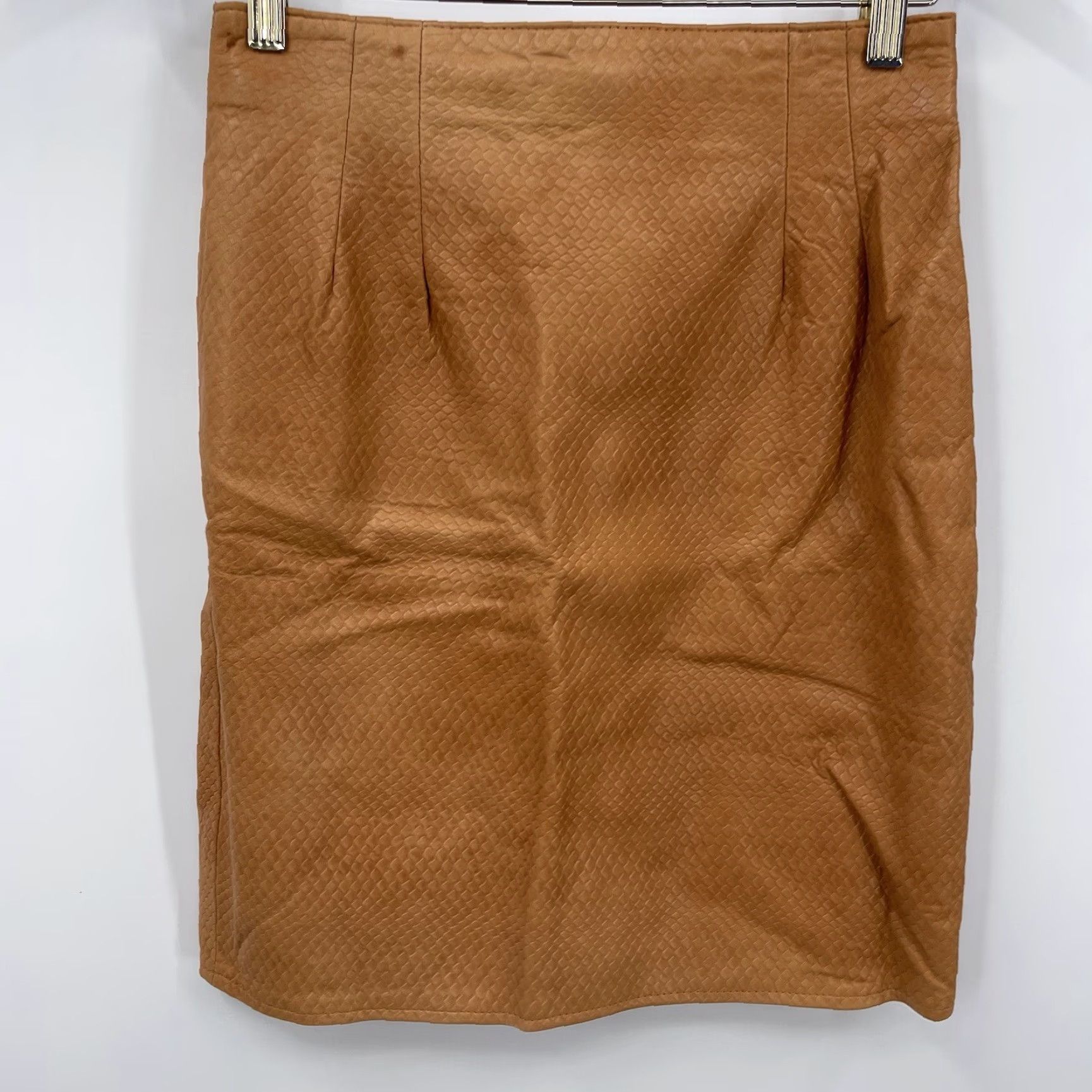 Vintage Vakko Skirt Womens 8 Brown Leather Mini Pencil Solid 90s Bohemian Size 30" / US 8 / IT 44 - 3 Thumbnail