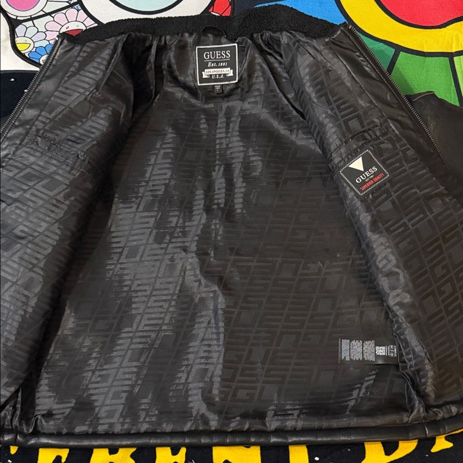 Guess GUESS Men's Faux-Leather Fleece-Trimmed Jacket Size US L / EU 52-54 / 3 - 12 Thumbnail