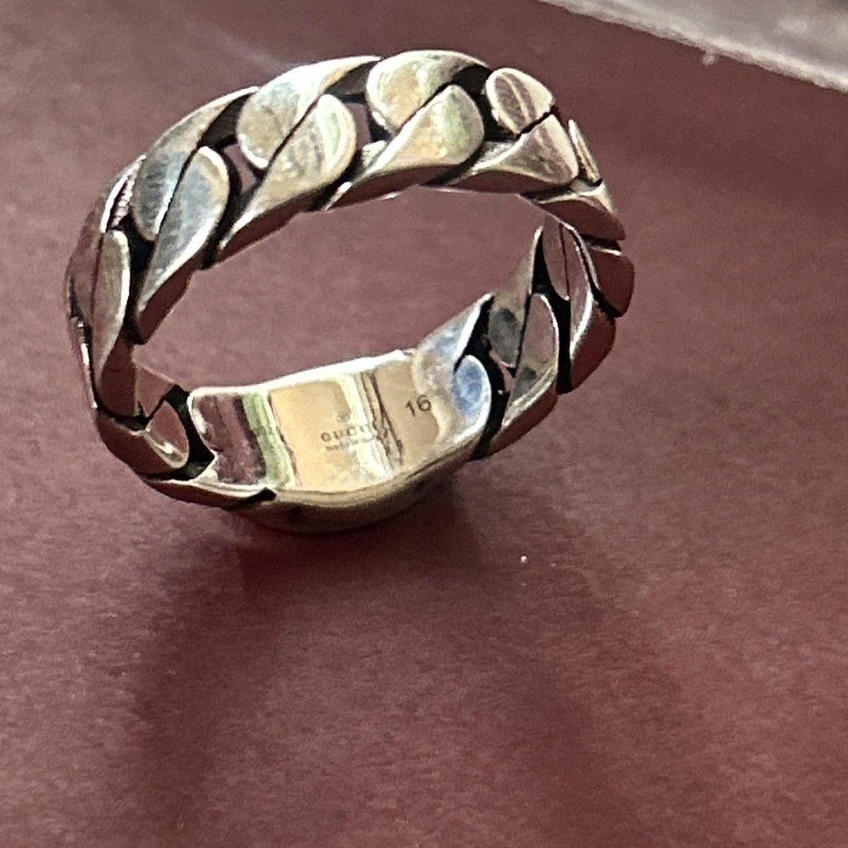 Gucci Gucci Sterling Silver Interlocking Curb Chain Ring Ag 925 Size ONE SIZE - 3 Thumbnail