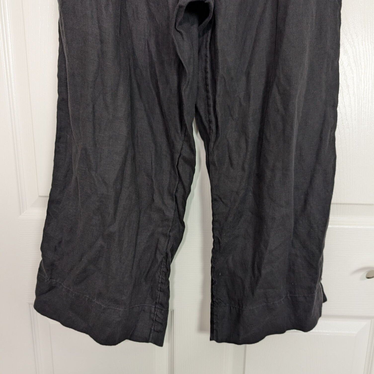 Designer J Jill Linen Pull On Pants Womens Size Large Black Elastic Size 32" / US 10 / IT 46 - 4 Thumbnail