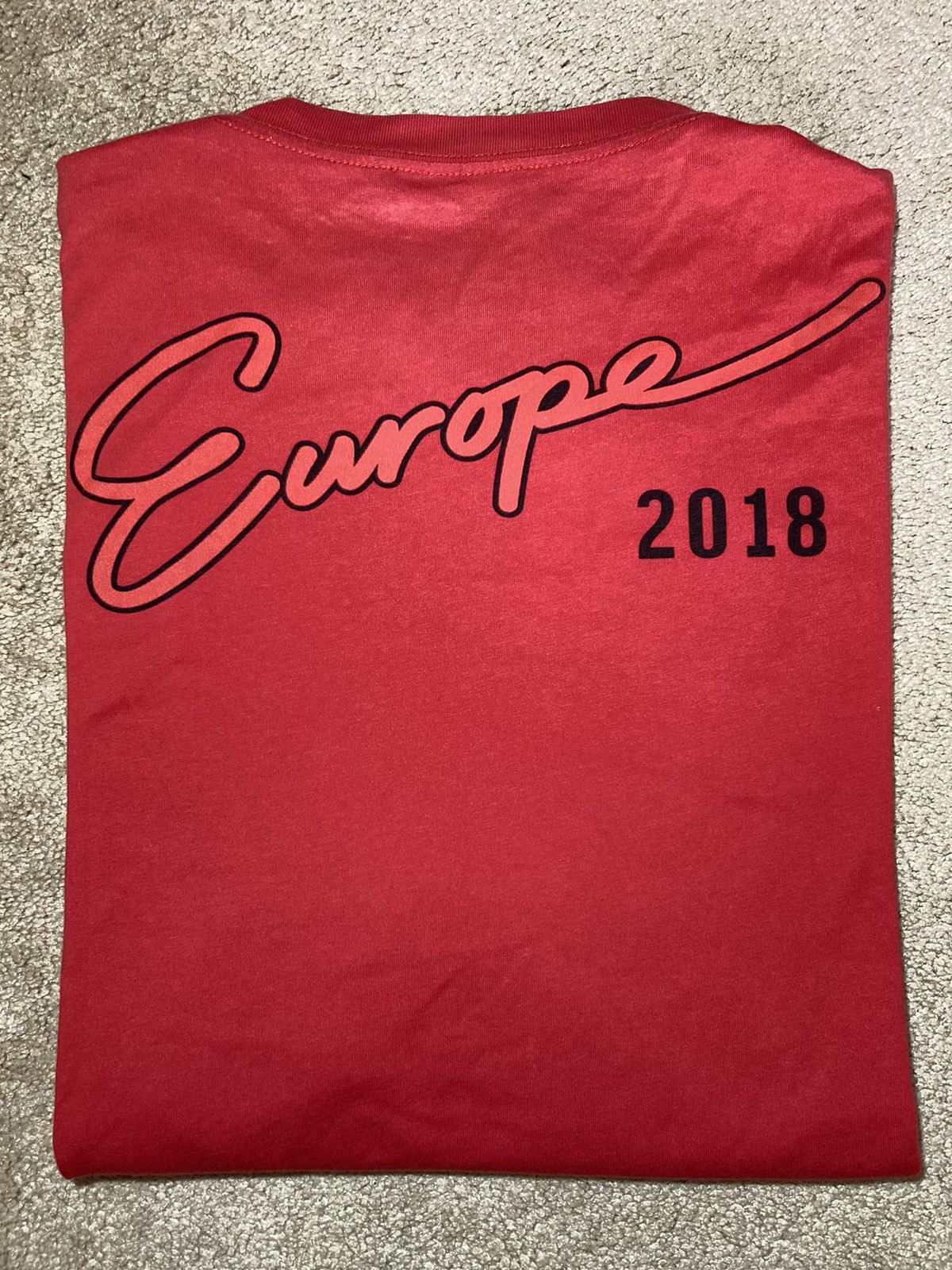 image of Ss18 Balenciaga Europa 2018 Oversized Pocket Tee M in Red, Men's (Size Medium)