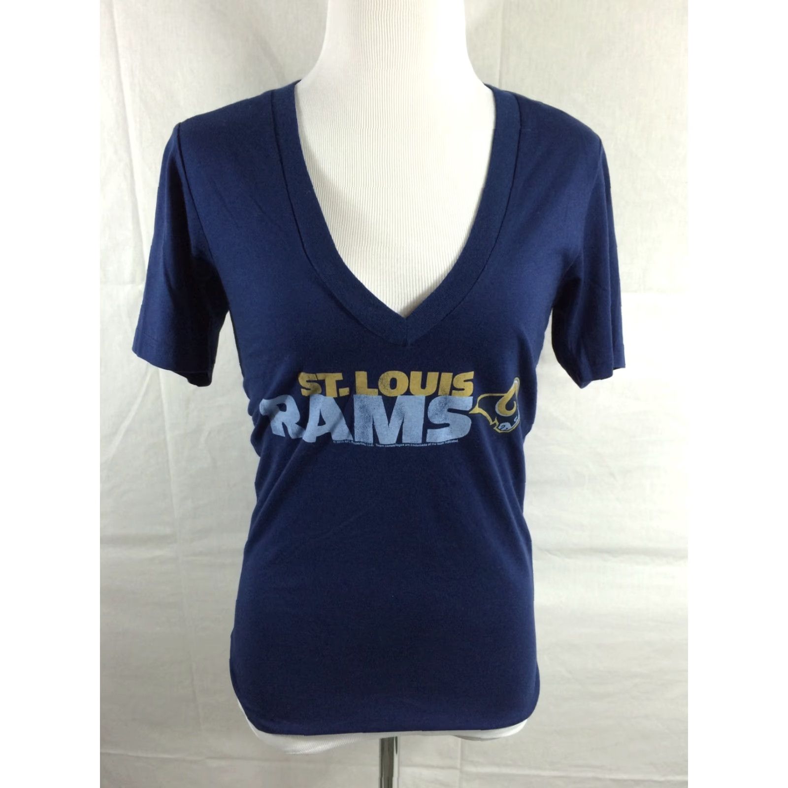 Vintage St Louis Rams Football Women's V Neck T Shirt Sz M NWOT Tee - LA Size M / US 6-8 / IT 42-44 - 2 Thumbnail