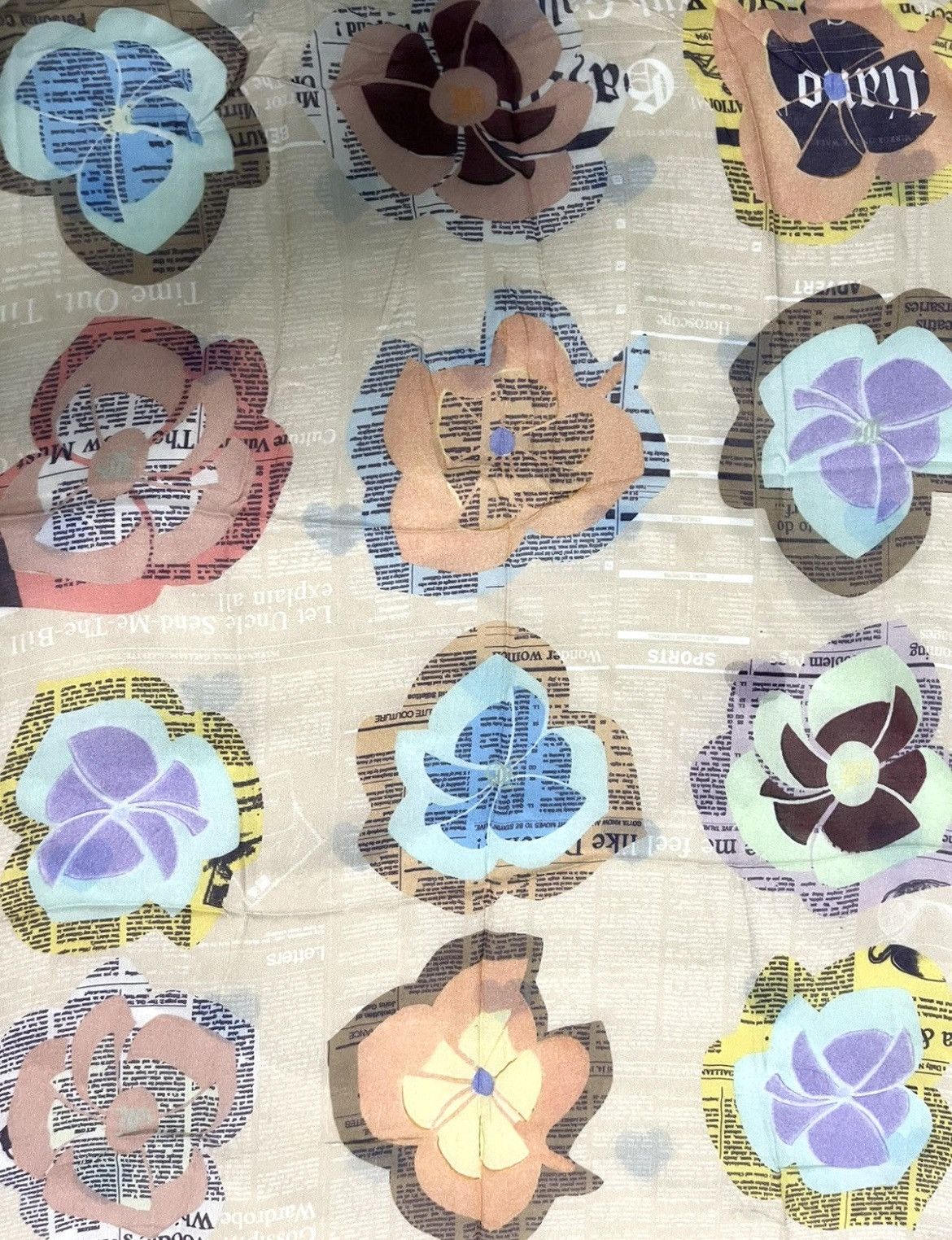 John Galliano John Galliano Beige Floral Gazette Print Scarf Size ONE SIZE - 1 Thumbnail