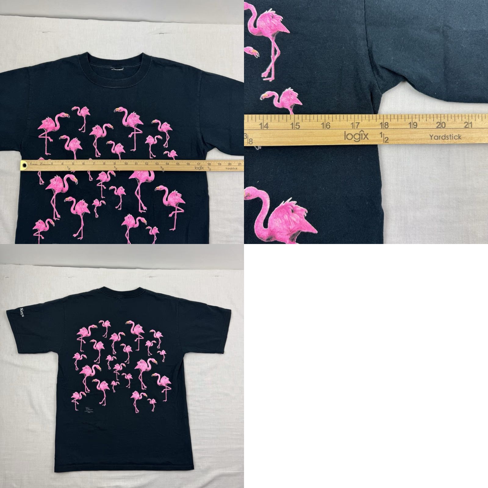 Vintage VINTAGE Flamingo T Shirt Men Small All Over Print Black Wild Cotton Nature Animals 90s Merch Mens Size US S / EU 44-46 / 1 - 8 Thumbnail