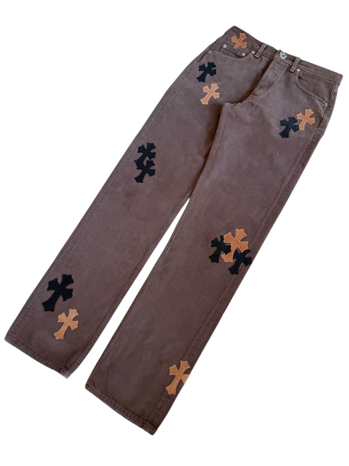 Chrome Hearts × Levi's OFFSET Personal Chrome Hearts Brown Levi’s Cross Patch Jeans Size US 29 - 5 Thumbnail