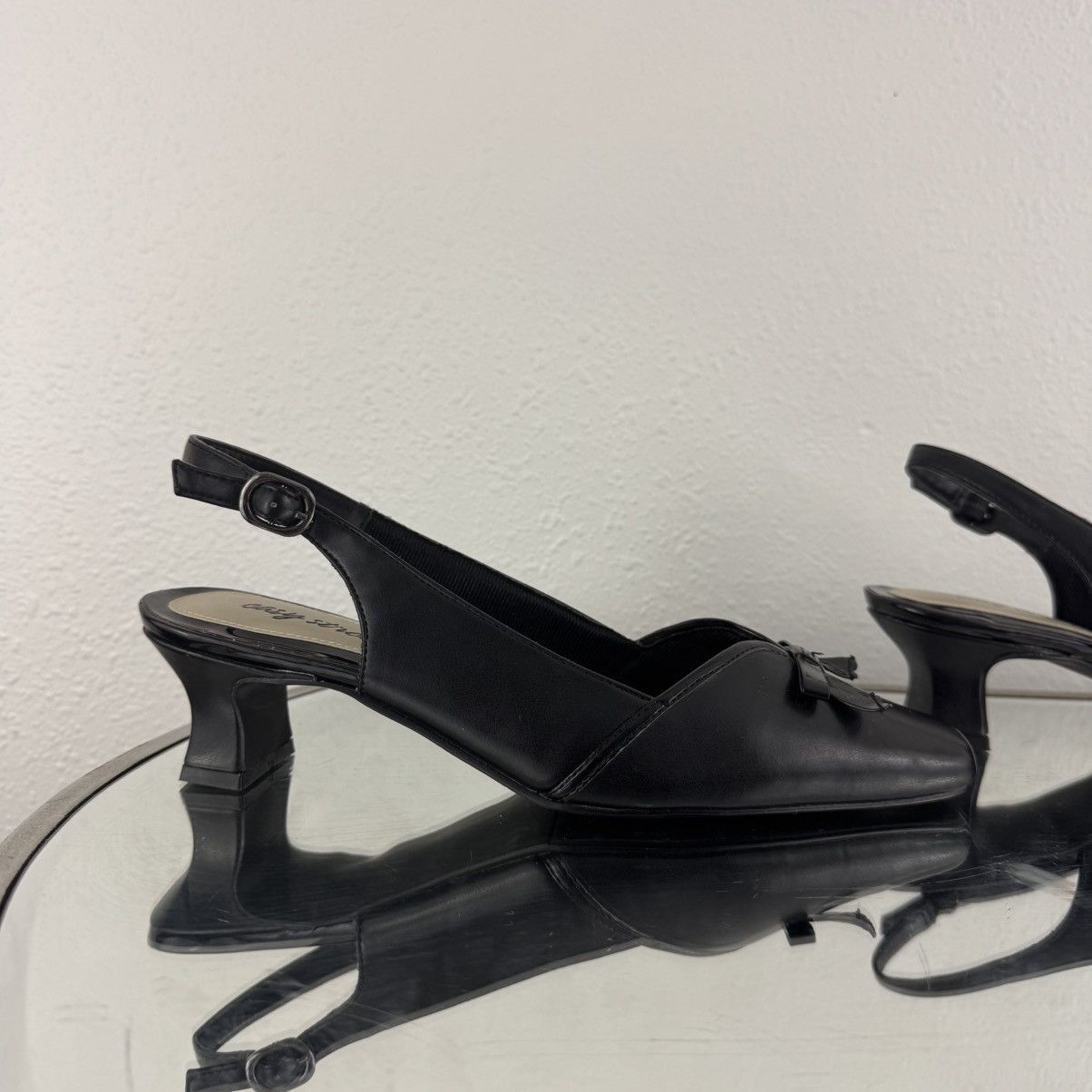 Other EASY STREET Y2K Black Faux Leather Edgy Bow Kitten Heels Size US 9 / IT 39 - 4 Thumbnail