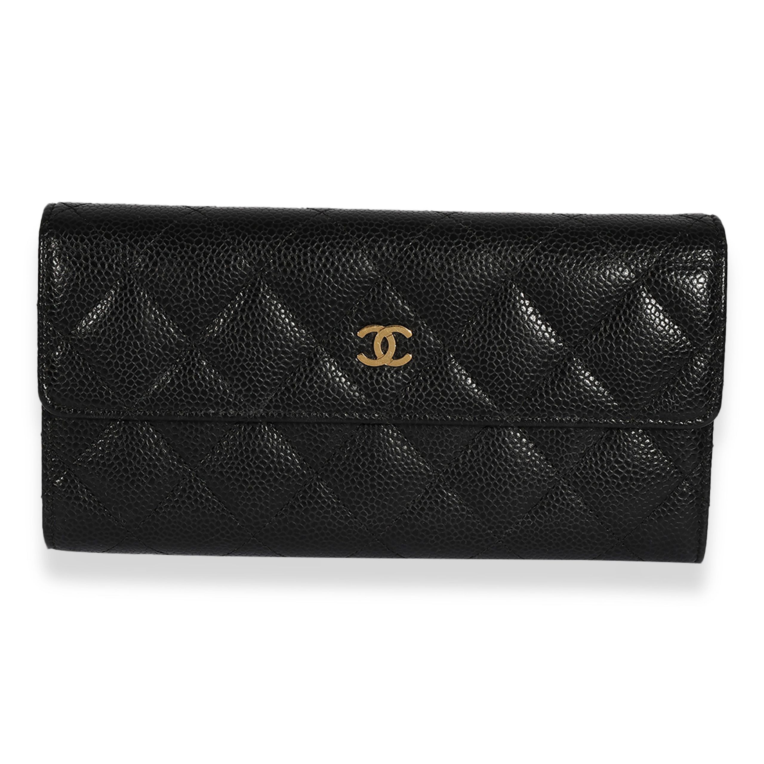 Chanel Chanel Black Quilted Caviar Long Flap Wallet Size ONE SIZE - 1 Thumbnail