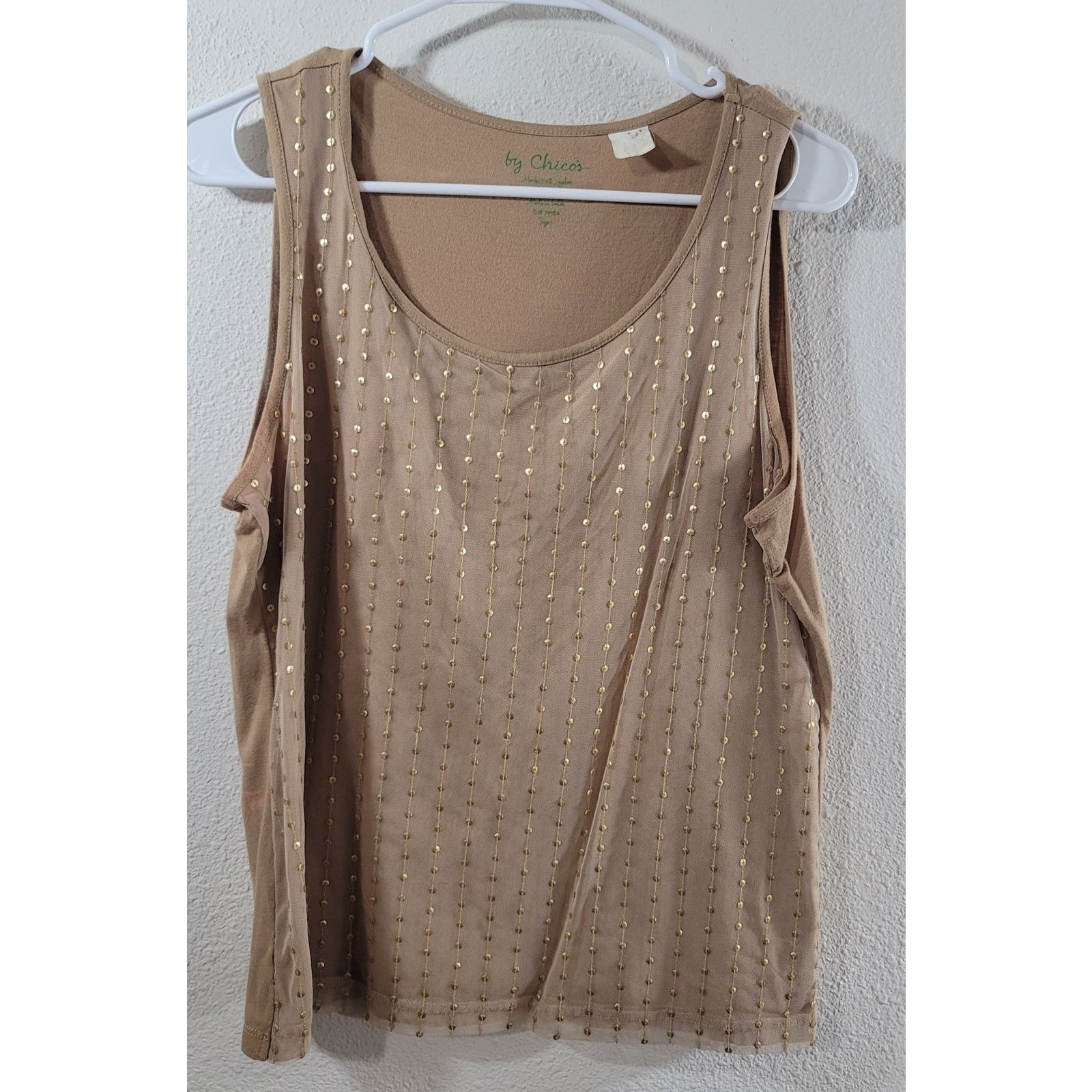 Chicos Chico's Tan Gold Sequins Front Panel Tank Top 1 Medium Size M / US 6-8 / IT 42-44 - 1 Thumbnail
