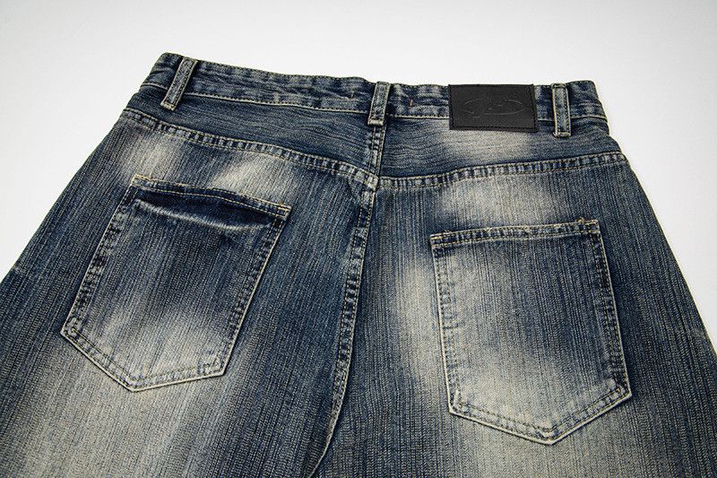 Vintage Men's American Retro Lightning-Patterned Whiskered Jeans Size US 32 / EU 48 - 4 Thumbnail