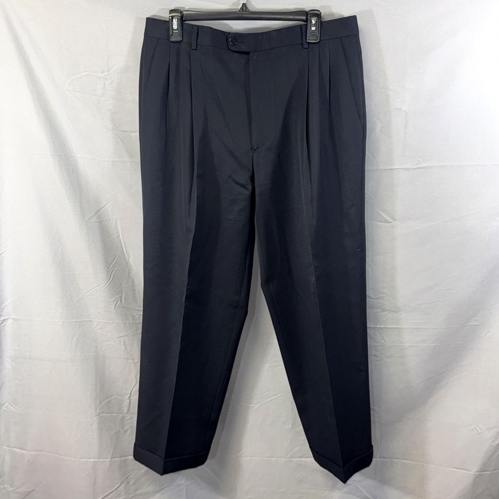 Zanella Zanella Dress Pants Mens 34 Navy Pleated Cuffed Trousers Lined Zip Fly Classic Pants Mens 34 Navy Pleated Cuffed Lined Zip Fly Formal Business Size US 34 / EU 50 - 2 Thumbnail