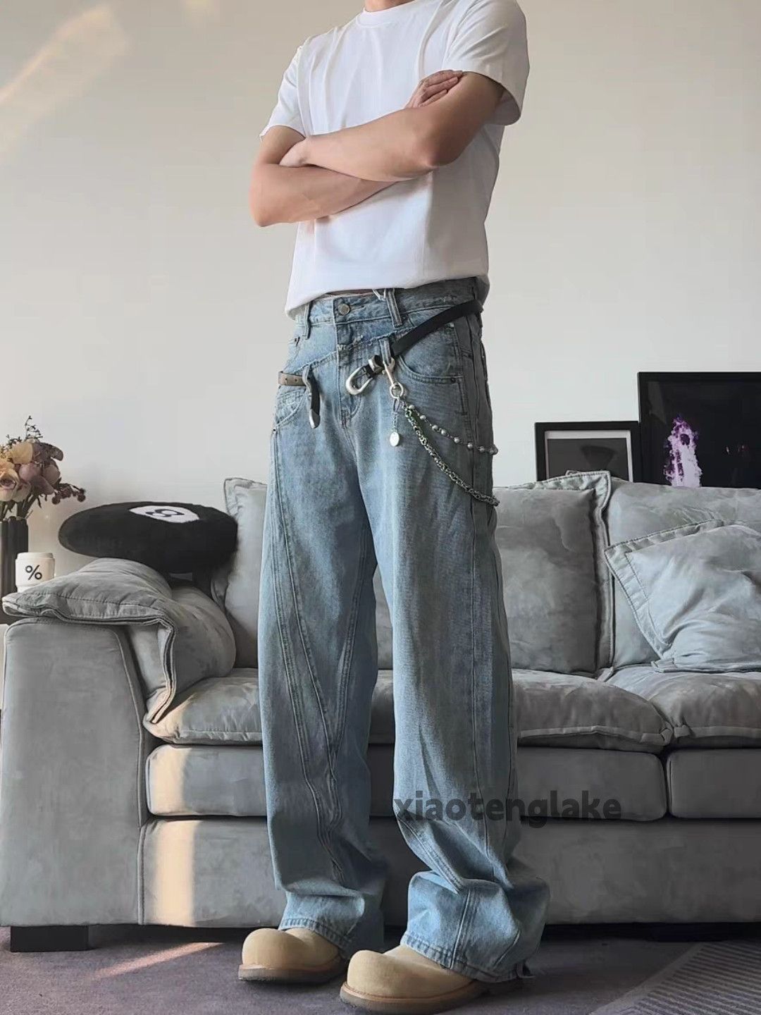 Jean × Vintage washed faded loose baggy patchwork yuppie y2k jeans Size US 30 / EU 46 - 5 Thumbnail