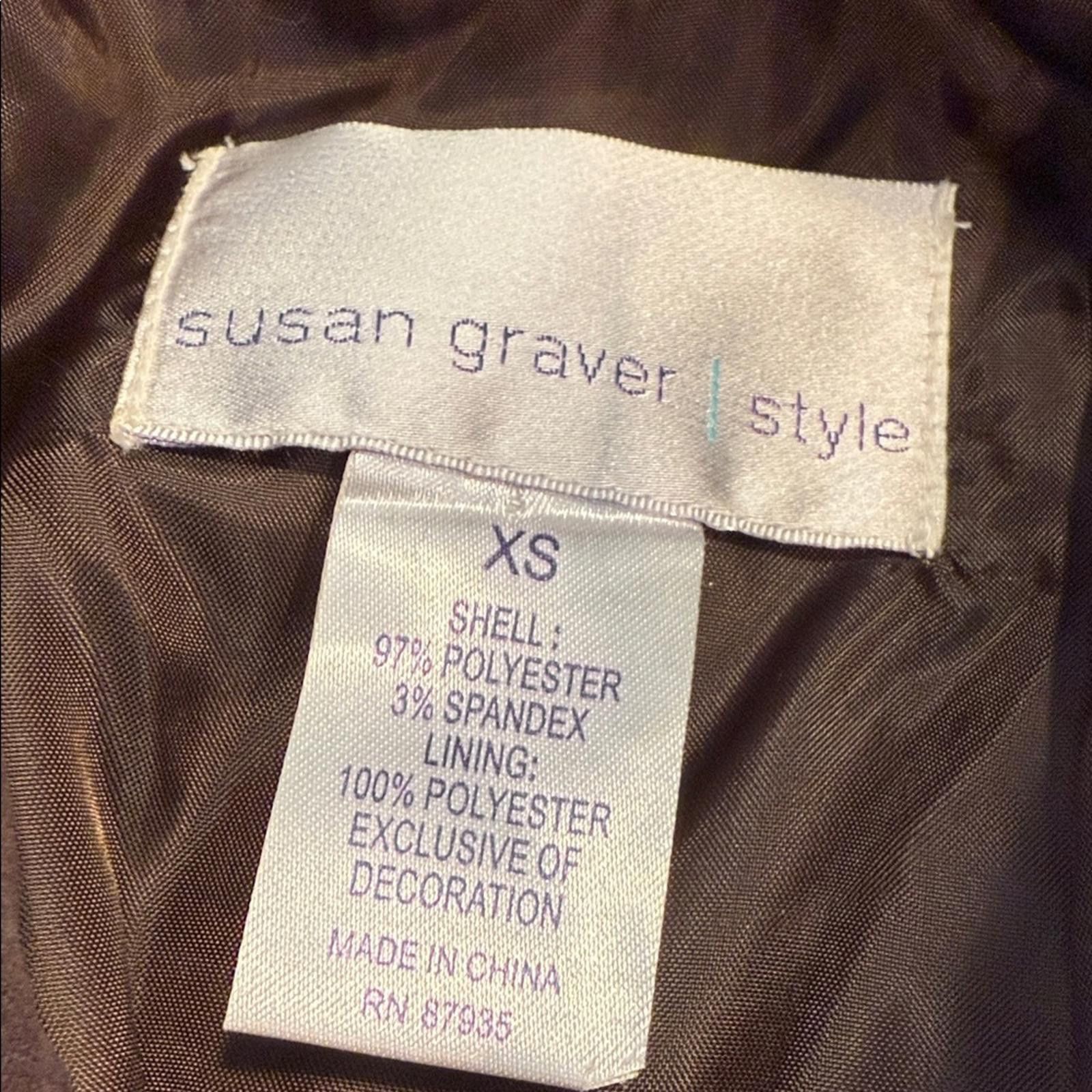 Other Susan Graver Chocolate Brown & red blazer scallop trim SZ SM Size S / US 4 / IT 40 - 7 Thumbnail