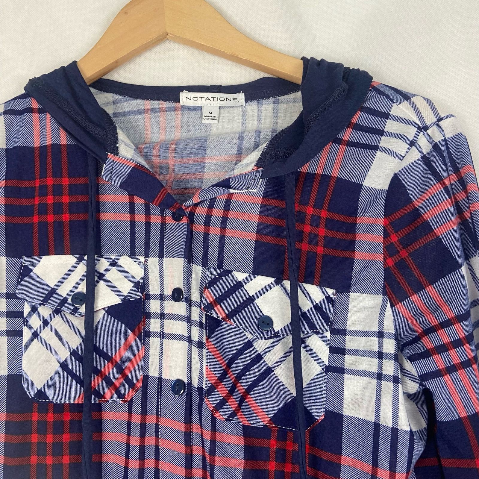 Other NWT Notations Juniors Button Up Hooded Shirt Size Medium Size M / US 6-8 / IT 42-44 - 5 Thumbnail